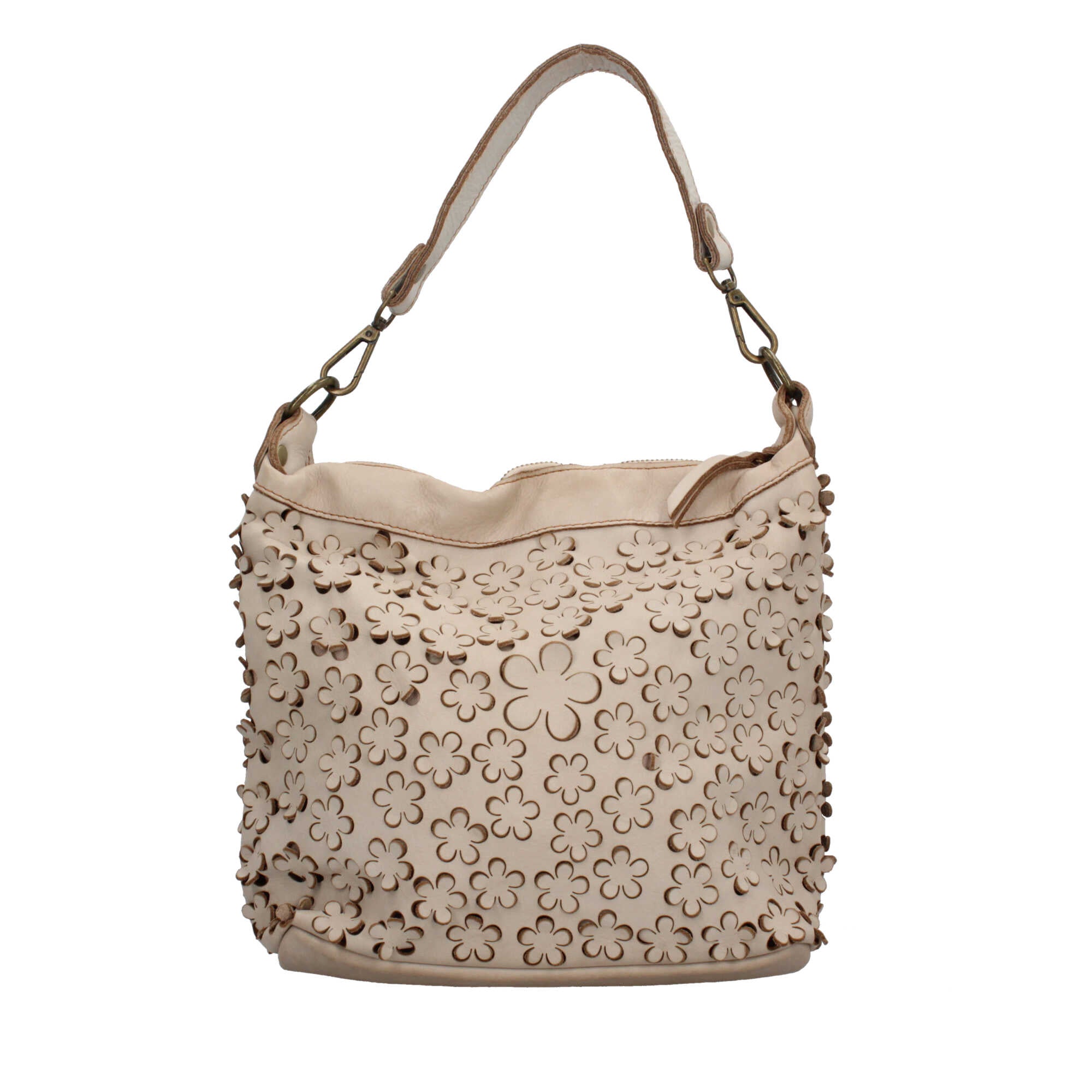 Borsa Made in Italy in vera pelle con lavorazione intrecciata a pannelli