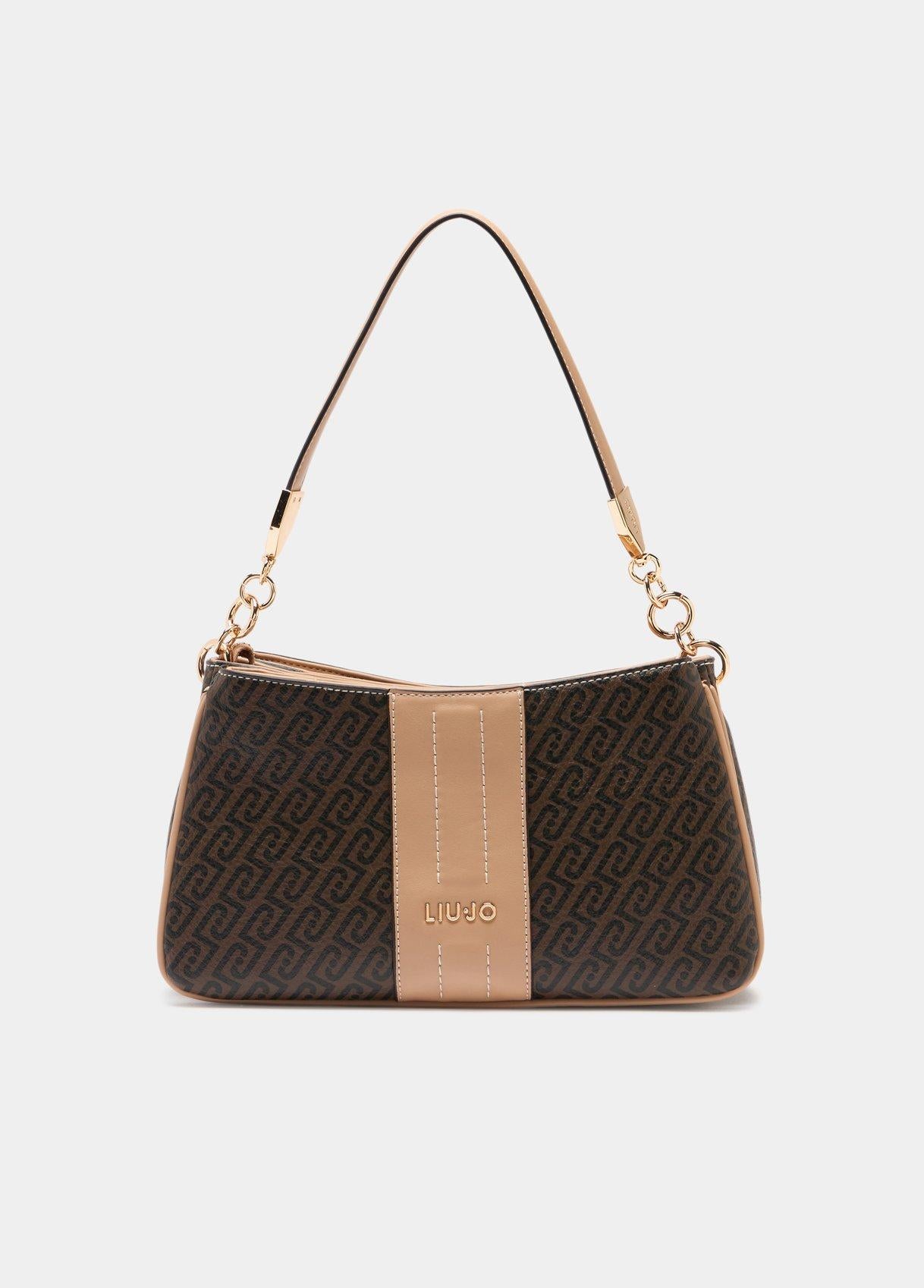Borsa a Spalla Liu Jo con Stampa Monogram e Dettagli Catena Testa di moro cipria TU | Giò Fashion