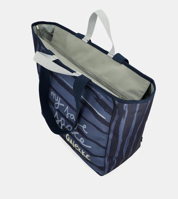 Borsa Shopper Anekke con Stampa Nautica e Doppi Manici