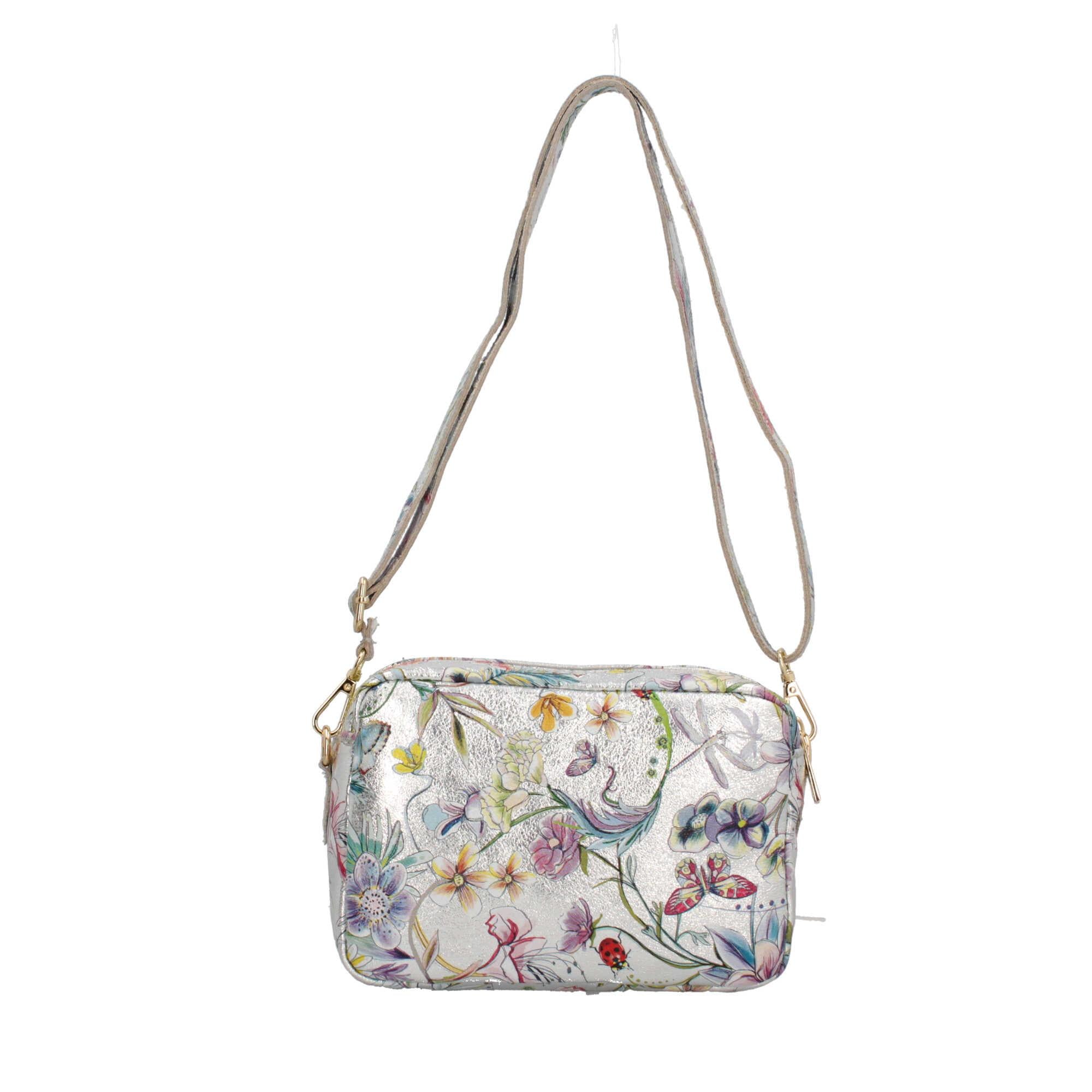 Saponetta Made In Italy in vera pelle con fantasia floreale