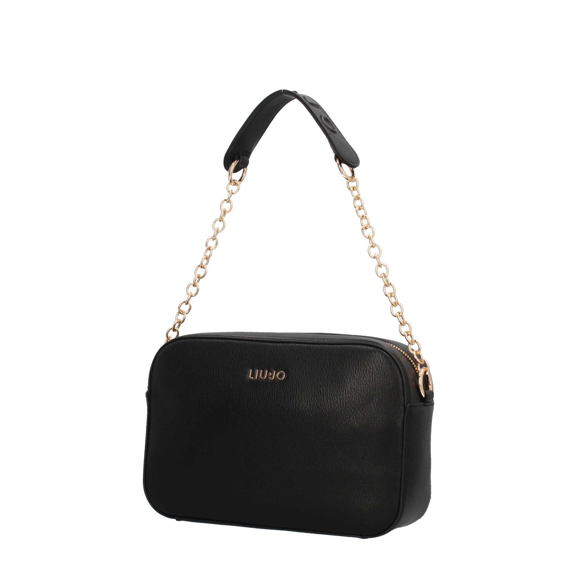 Borsa a Tracolla Chic con Catena Metallica e Logo in Rilievo