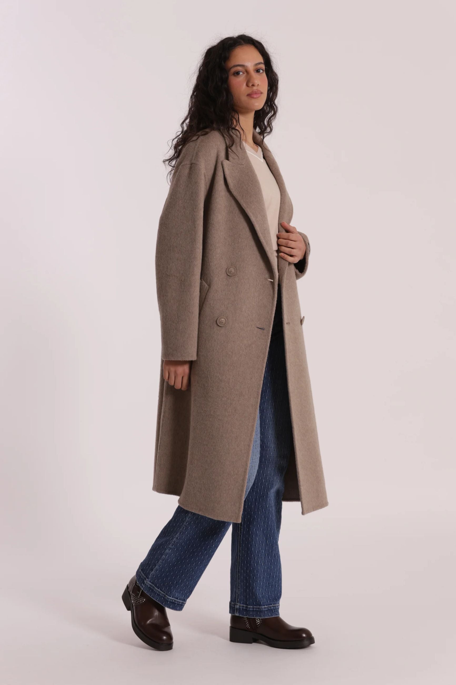 Cappotto lungo donna Mimi Mua doppiopetto elegante Beige XL | Giò Fashion
