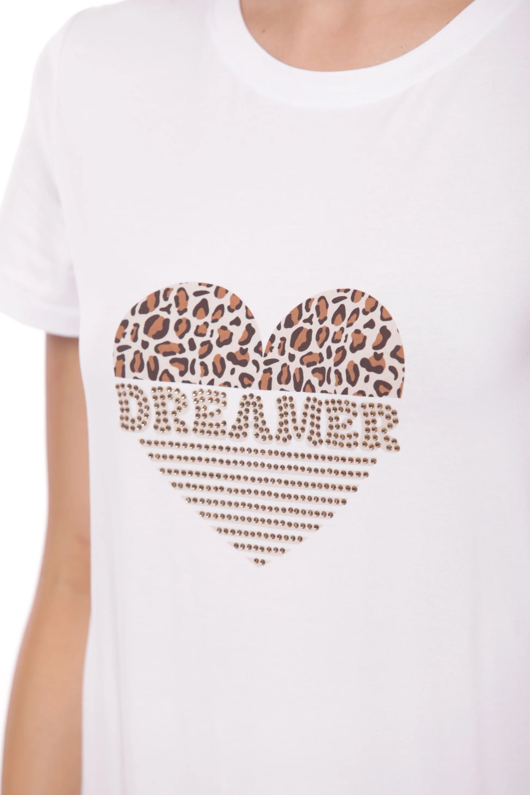 Minimua T-shirt Dreamer con Stampa Cuore e Strass