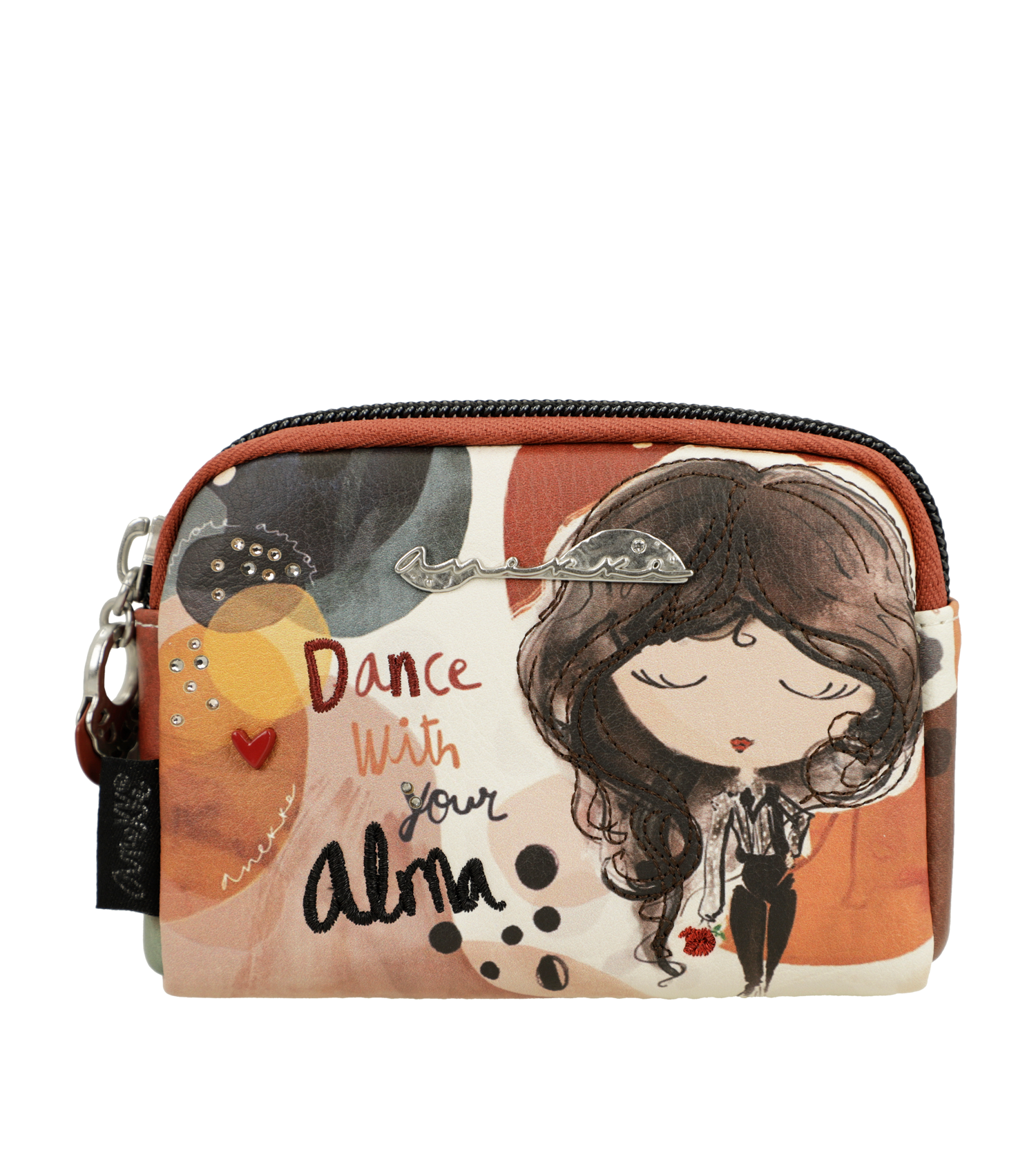Portamonete Anekke compatto con zip e design artistico Arancione TU | Giò Fashion