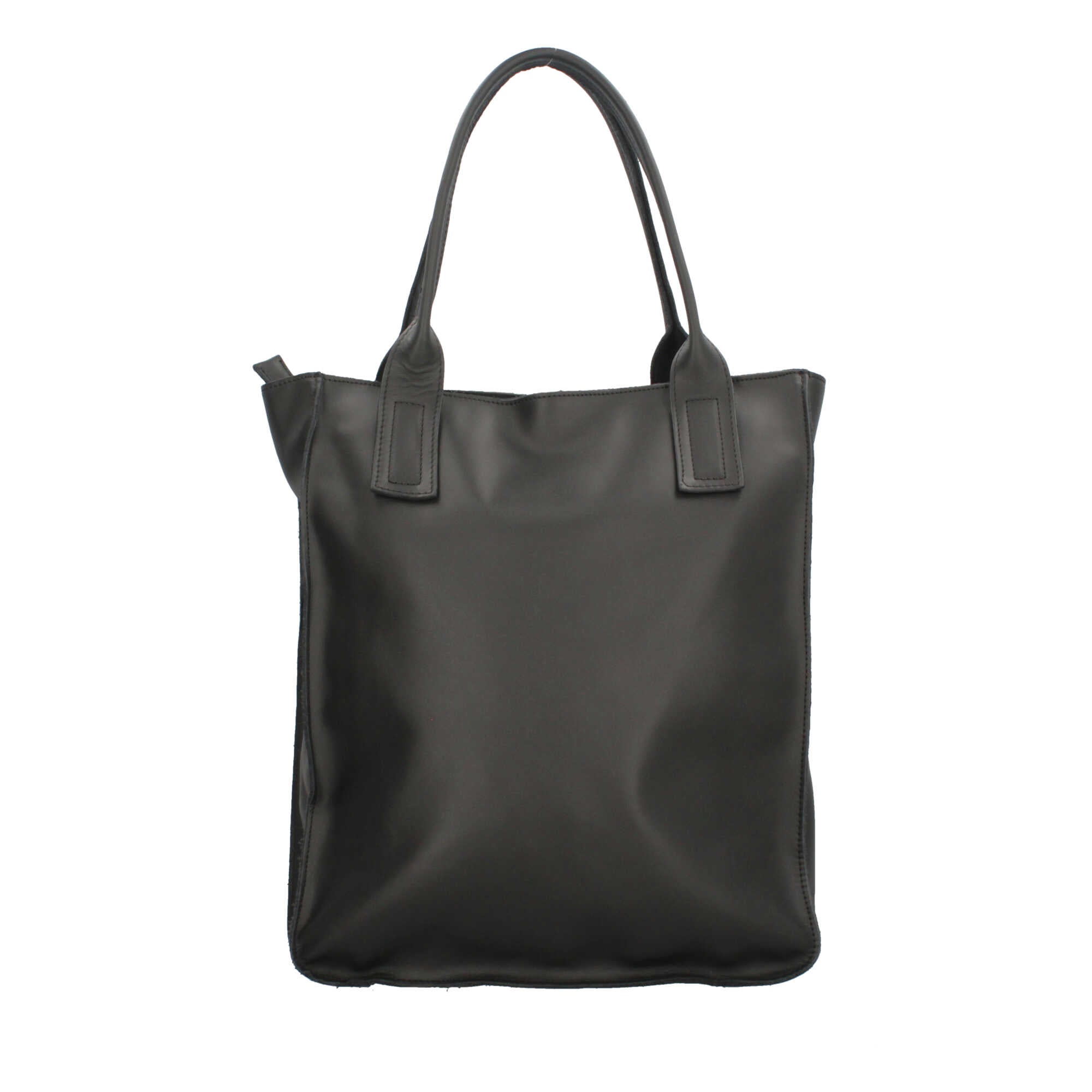 Borsa Made in Italy shopper in vera pelle con manici lunghi