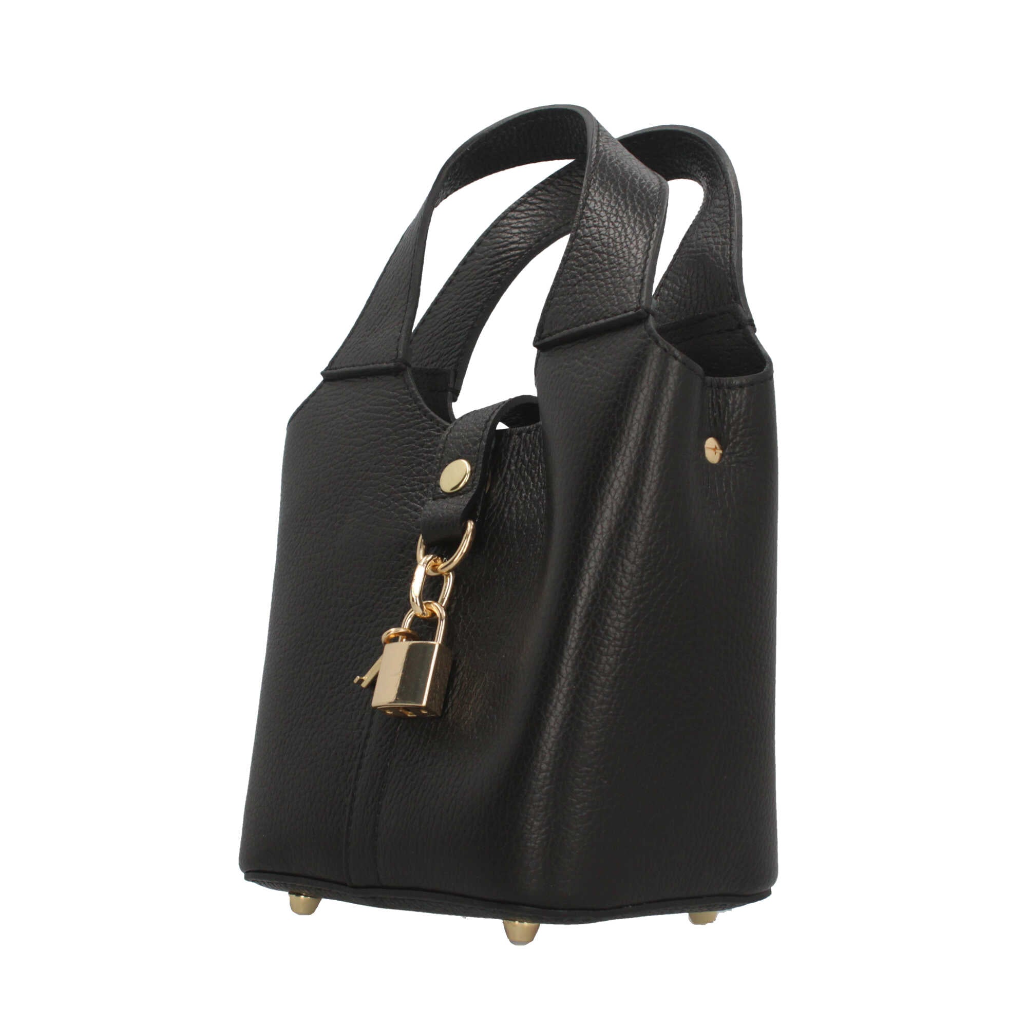 Borsa Made in Italy a mano in vera pelle con chiusura a lucchetto
