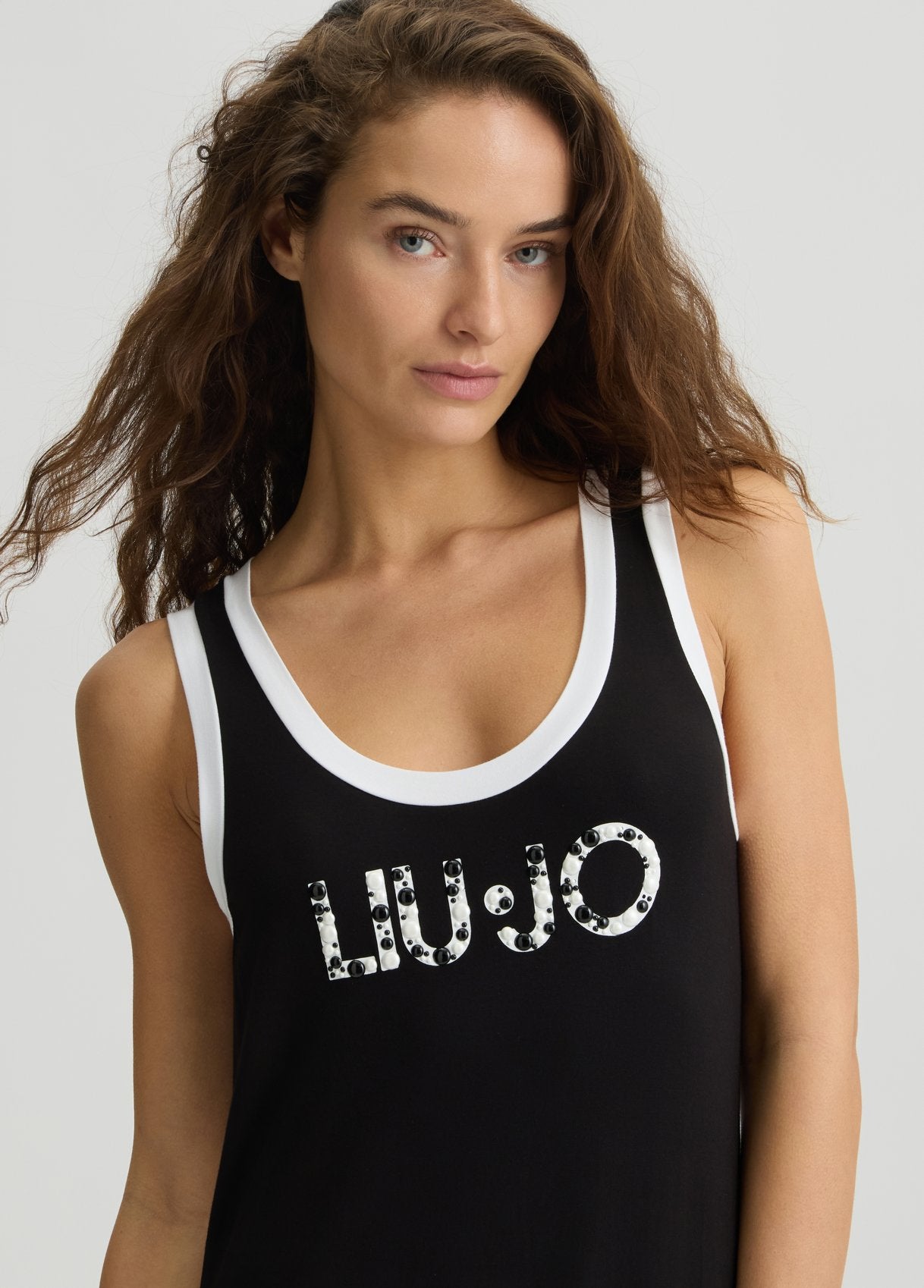 Liu Jo Abito Lungo in Jersey con Logo e Spacco