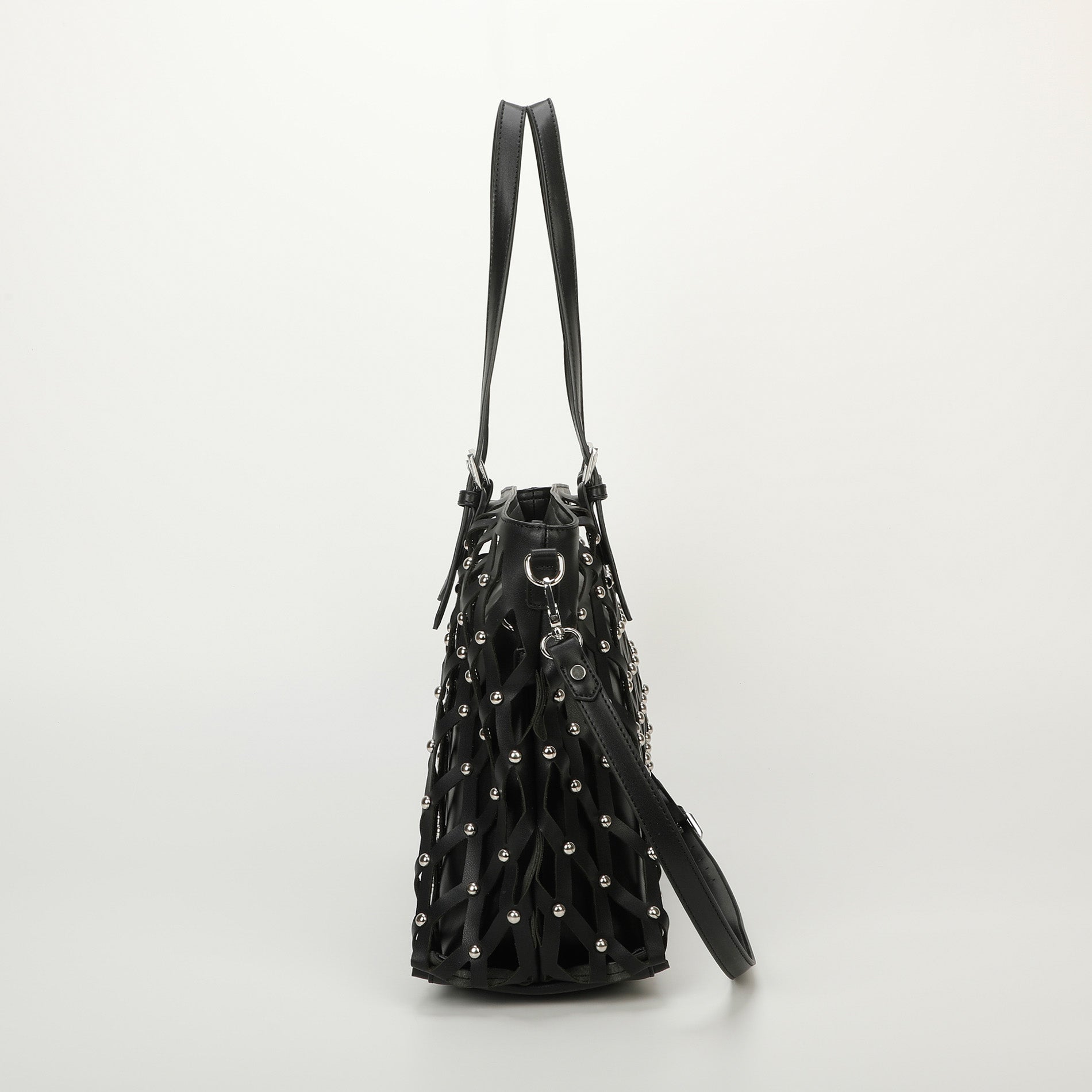 Mimi Mua borsa shopping effetto rete con borchie
