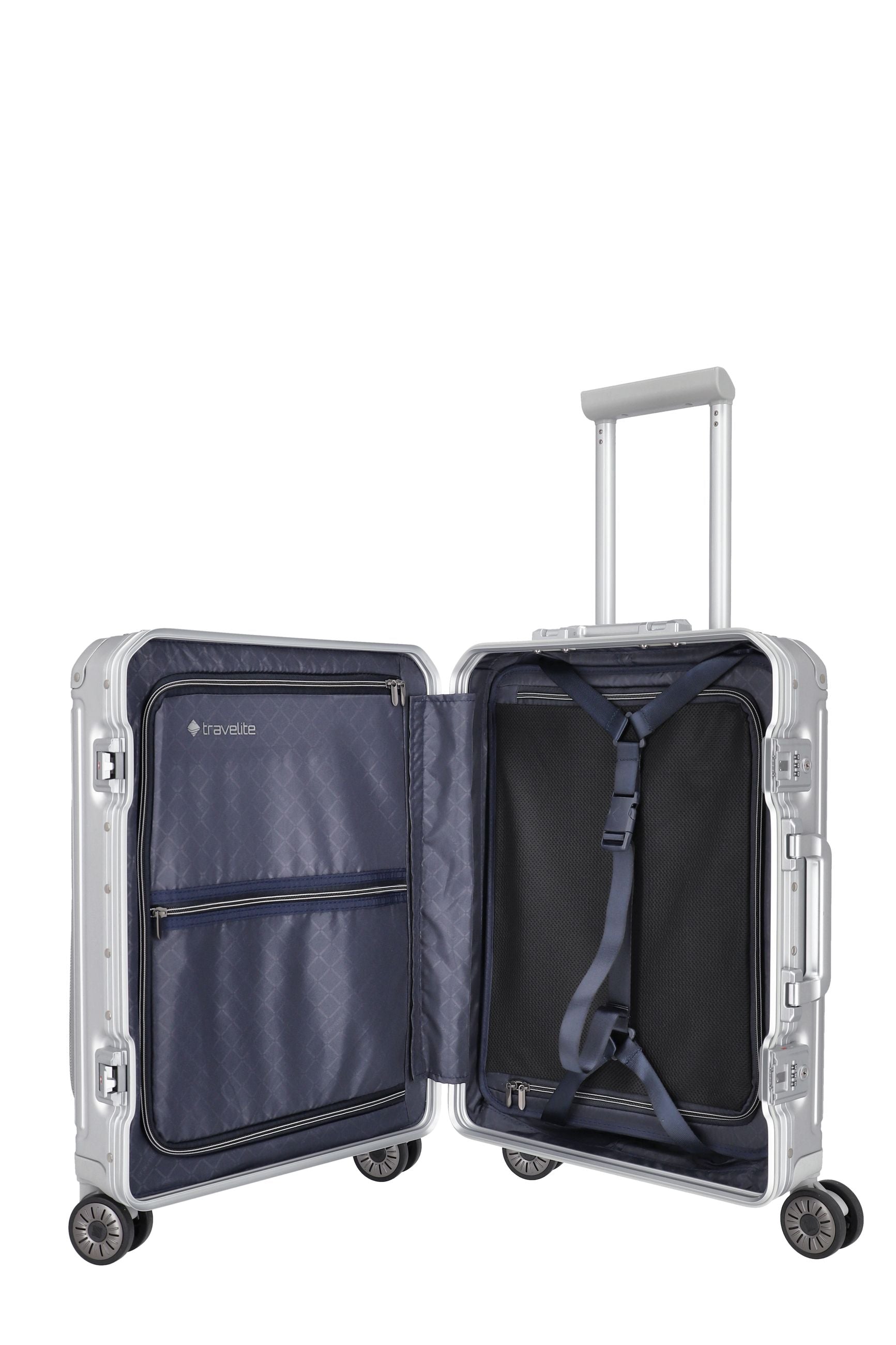 Valigia bagaglio a mano Travelite Next S+ in alluminio con TSA e tasca laptop