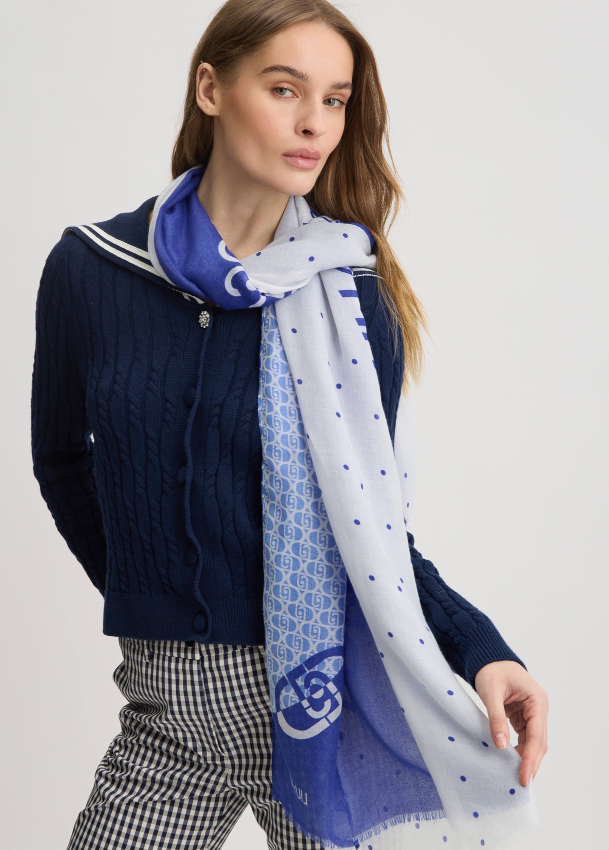 Foulard Donna Liu Jo con Fantasia Geometrica e Bordo Rifinito