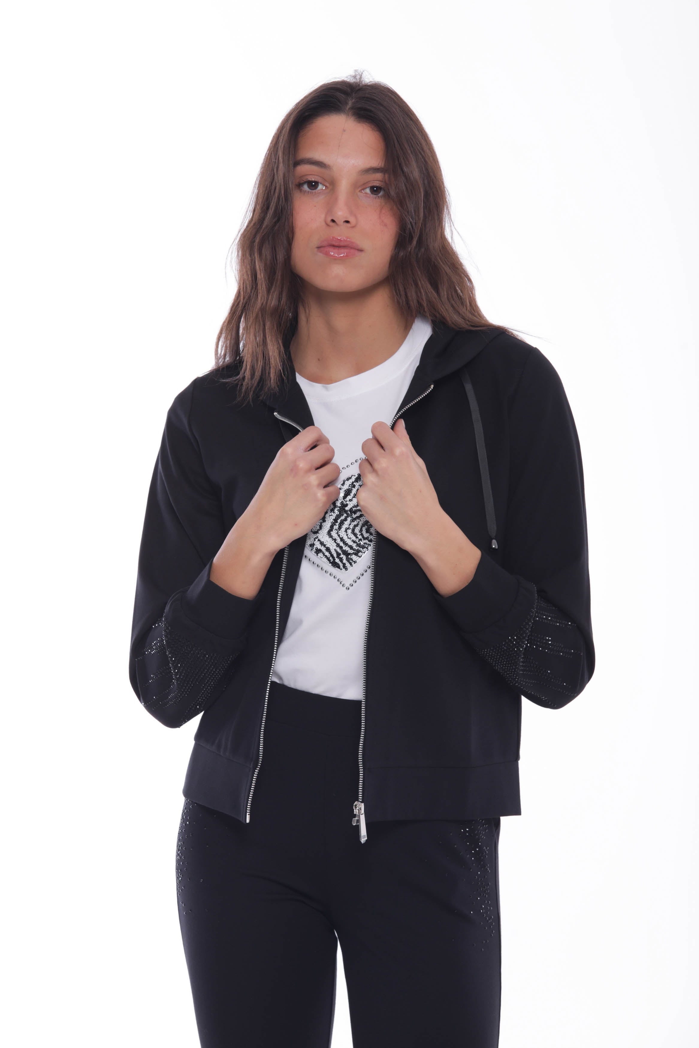 Felpa con zip e strass Mimi Mua
