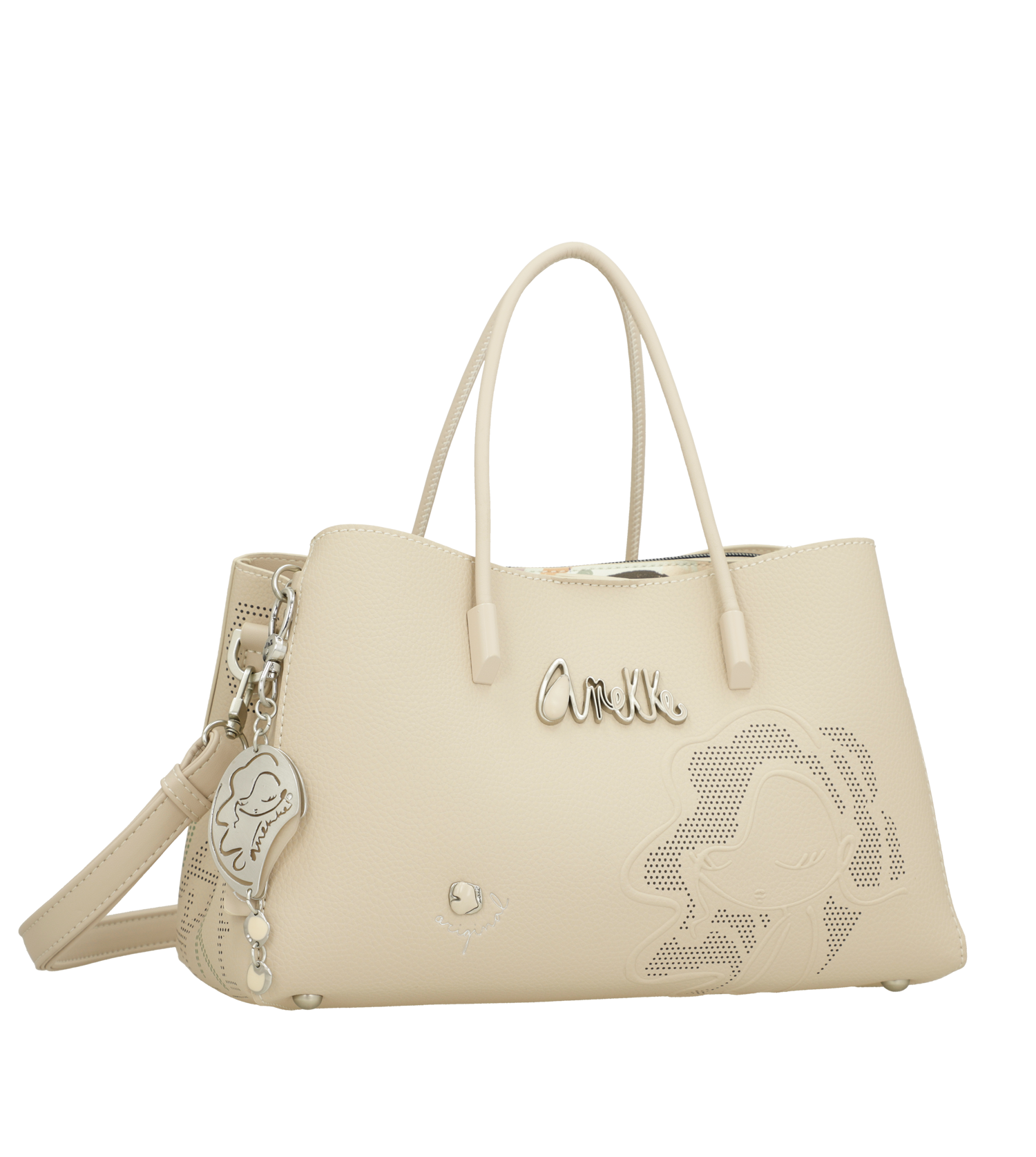 Borsa Anekke con decorazioni traforate e tracolla removibile