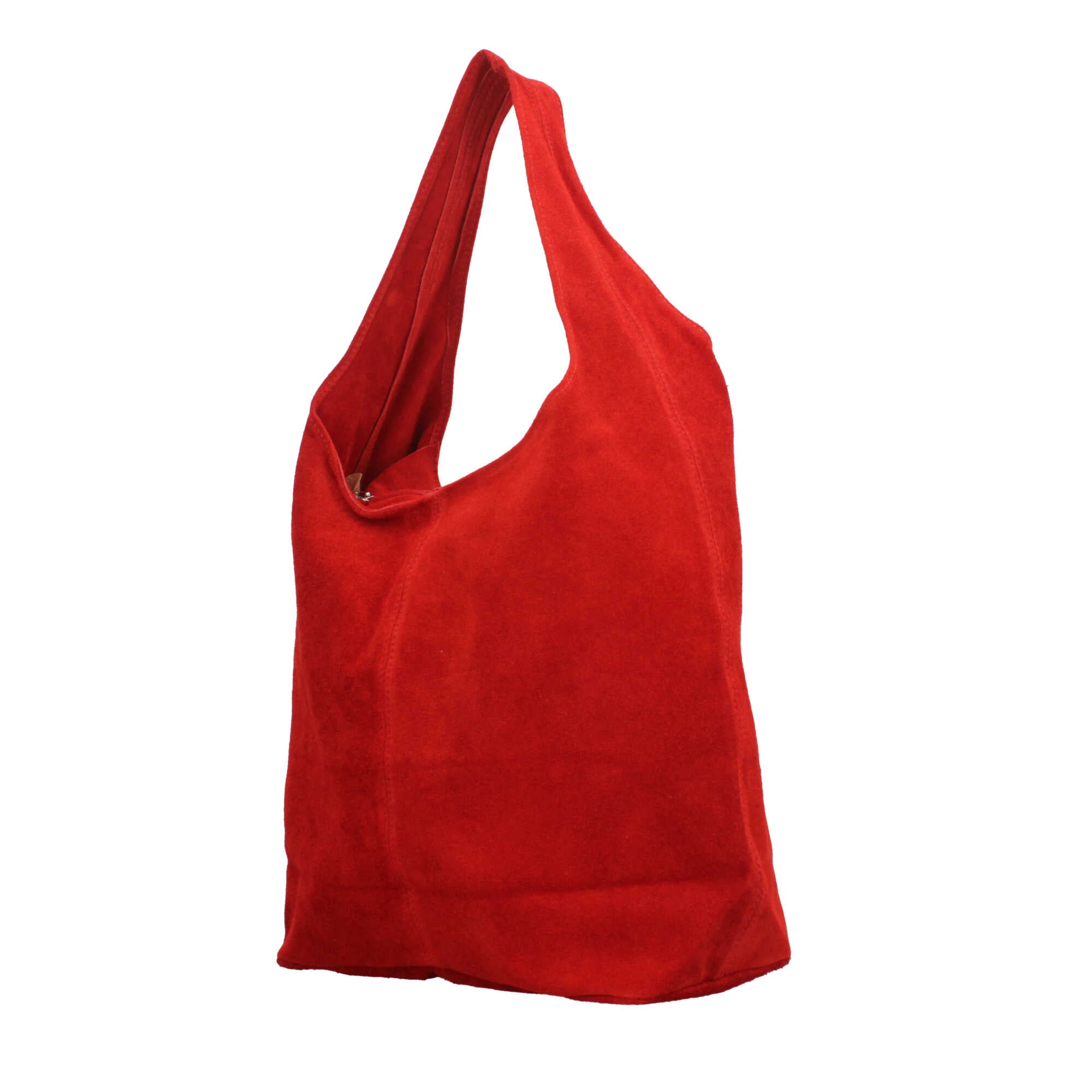 Borsa a spalla in camoscio Made in Italy dal design contemporaneo