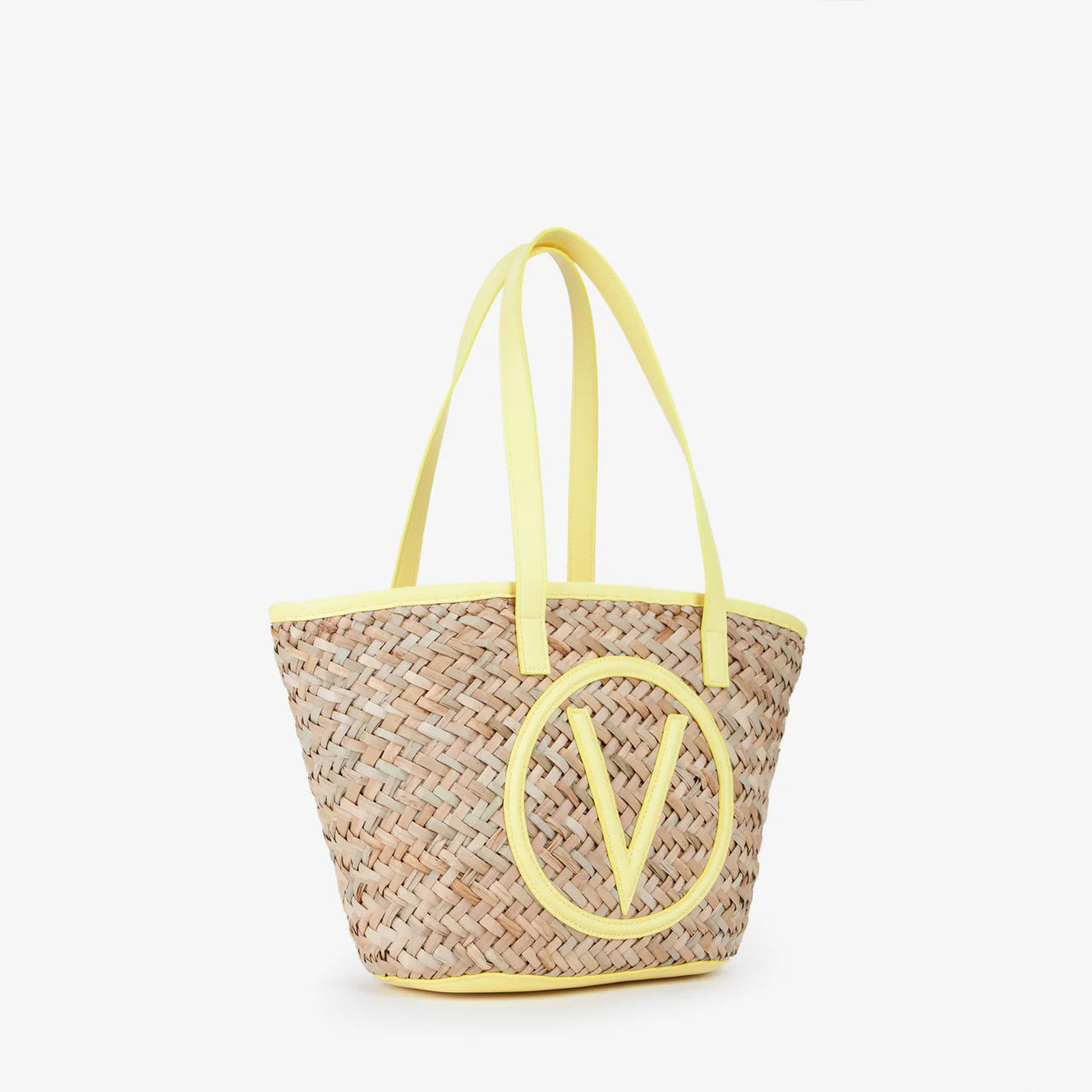 Shopping Valentino Samuela in paglia con manici lunghi Giallo TU | Giò Fashion