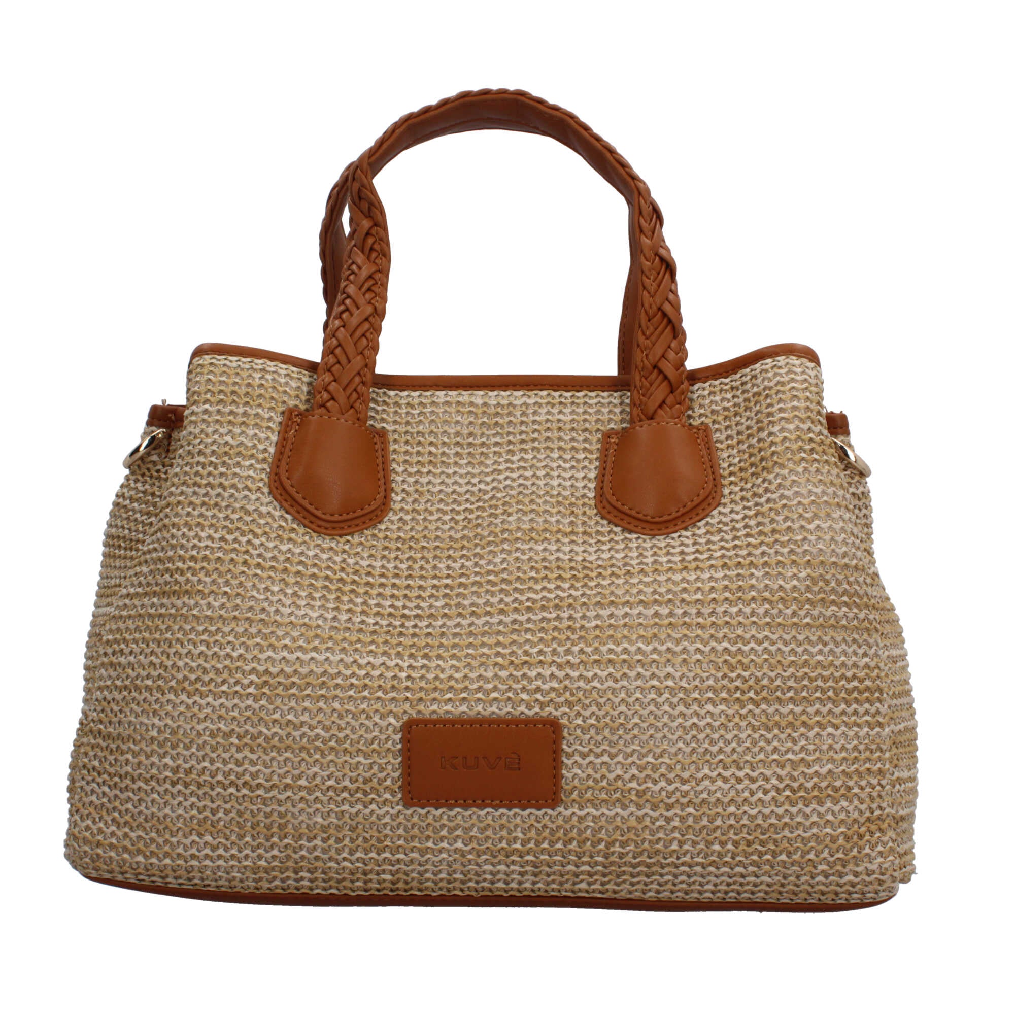 Borsa a mano Kuve in paglia sintetica con manici intrecciati