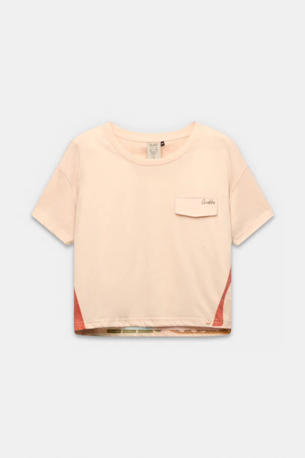 Anekke t shirt donna con taschino frontale stile casual moderno Beige S/M | Giò Fashion