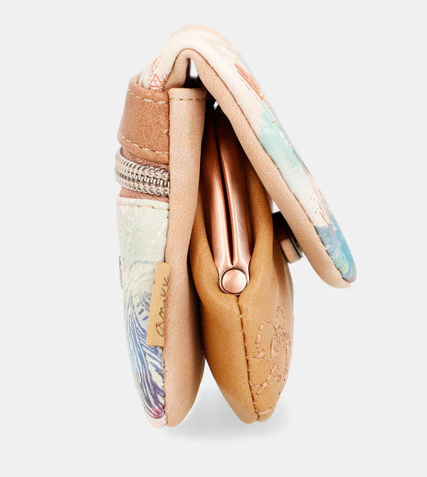 Mini pouch Anekke Relax con patta illustrata e ricami floreali