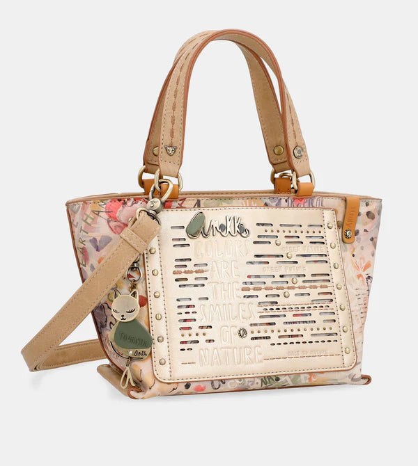 Borsa a mano Anekke con traforo e stampa floreale Beige TU | Giò Fashion