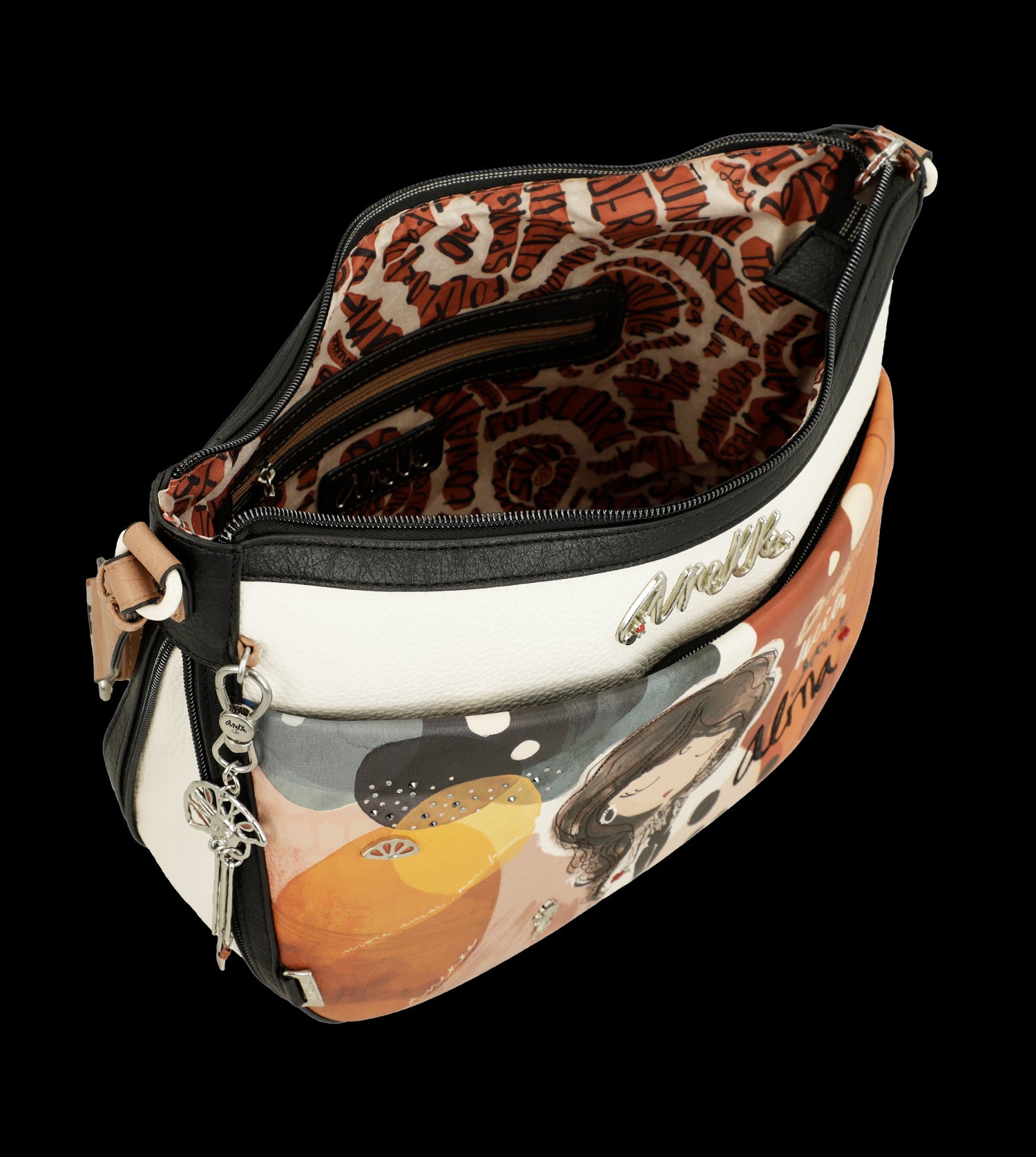 Borsa a tracolla Anekke con design artistico e dettagli unici