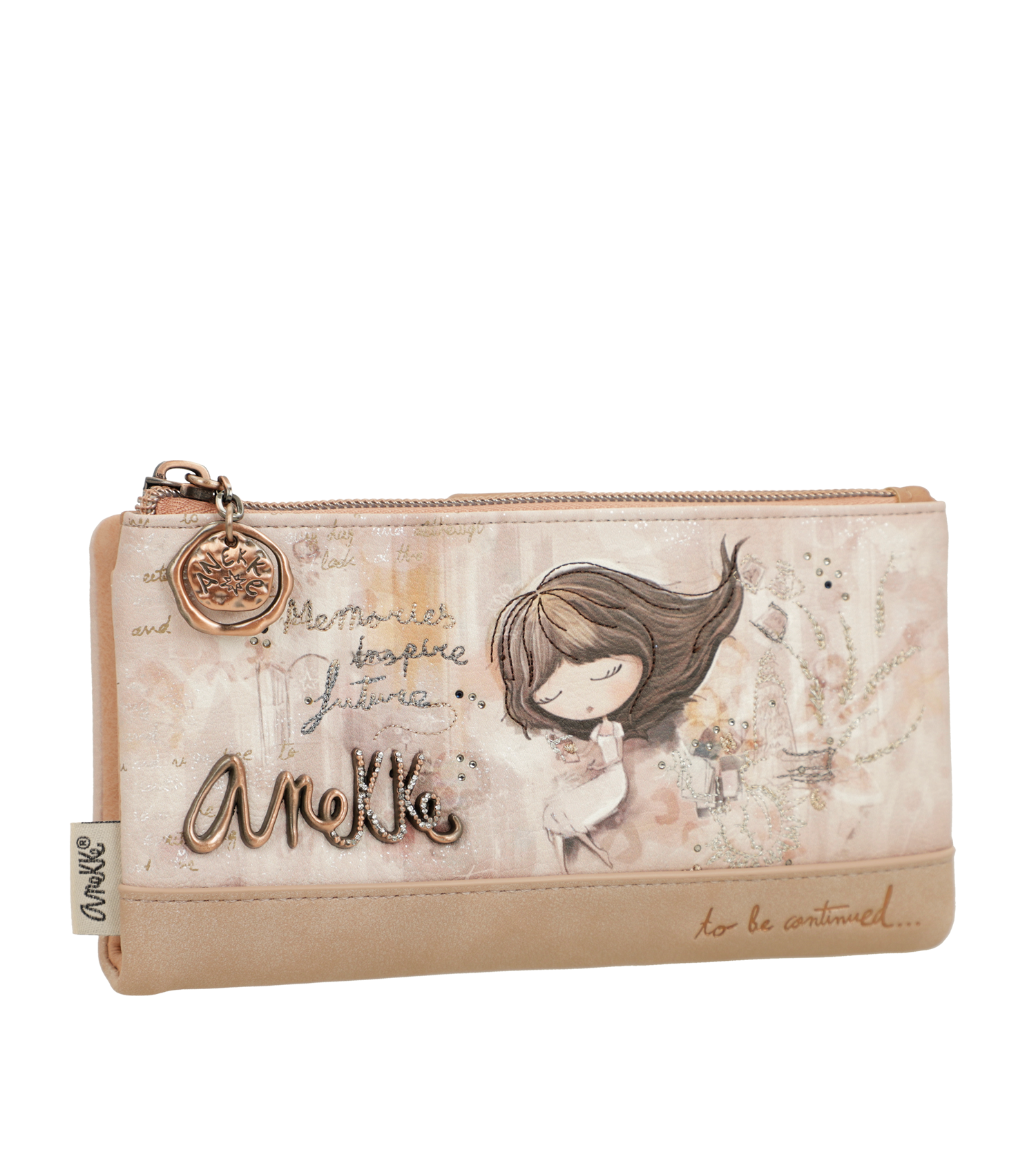 Portafoglio Anekke capiente ed elegante con chiusura zip Beige TU | Giò Fashion
