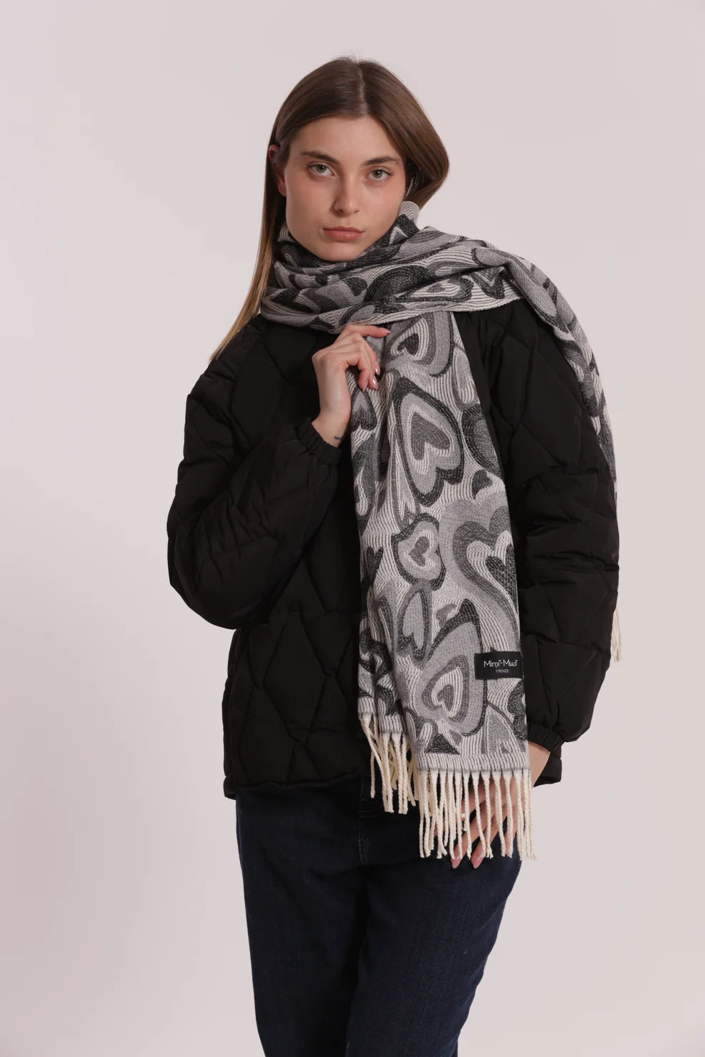 Sciarpa donna Mimi Mua con frange e fantasia romantica