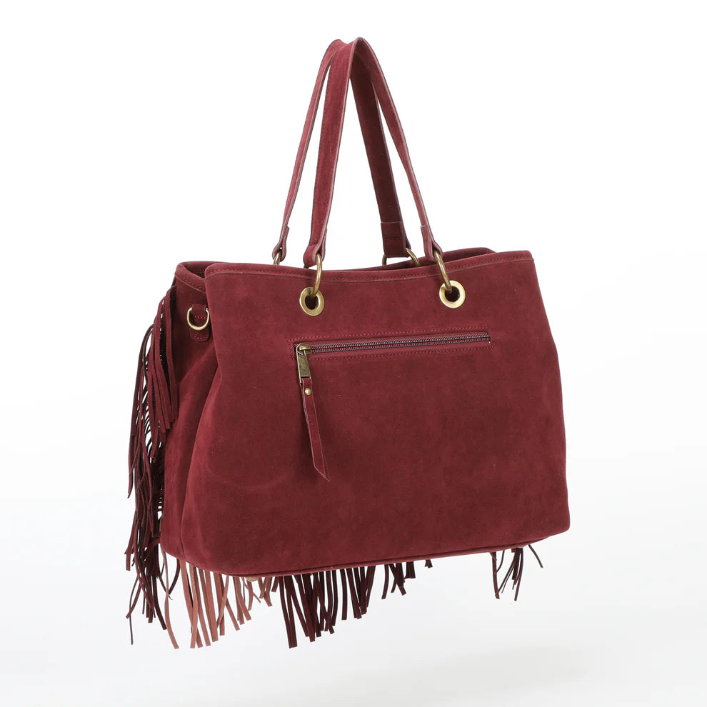 Borsa Mimi Mua con frange in suede