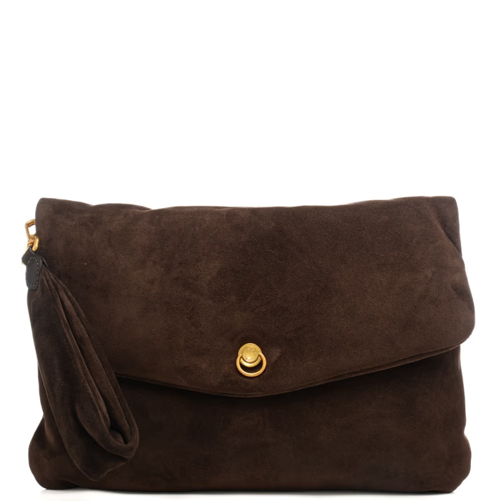 Borsa a tracolla Gianni Chiarini in suede con patta e tracolla intrecciata