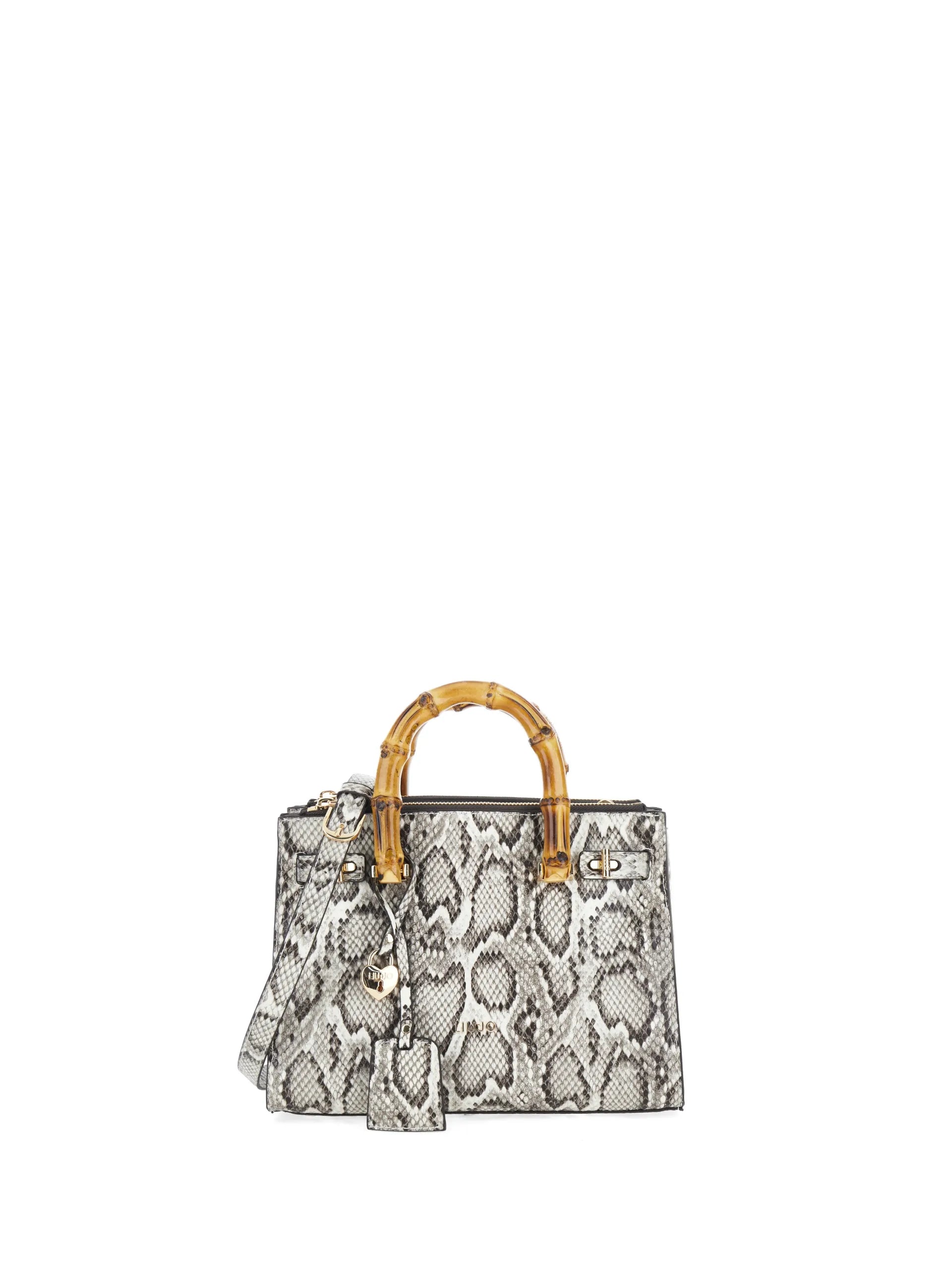Borsa Liu Jo a mano con manici bamboo e dettaglio lucchetto