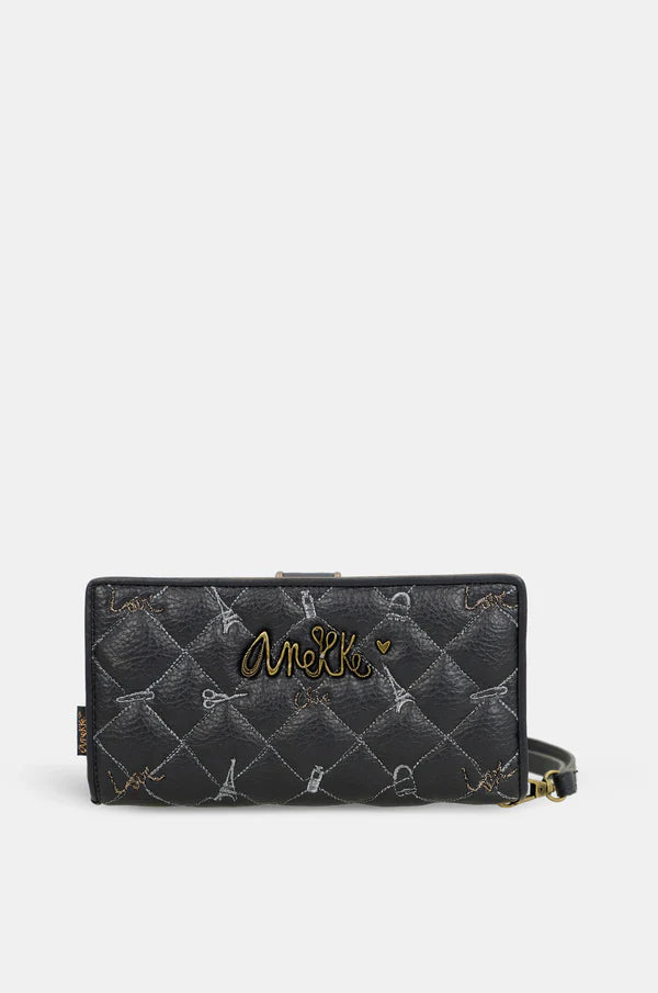 Portafoglio Anekke Contemporary grande con trapuntatura e chiusura a scatto