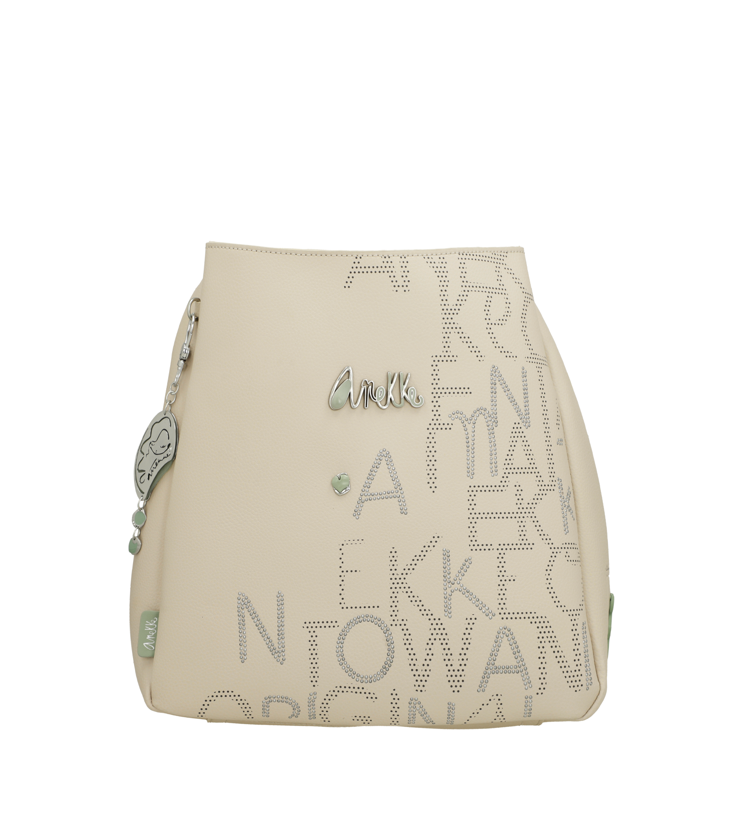 Borsa a spalla Anekke con incisioni artistiche e charm decorativo Beige TU | Giò Fashion