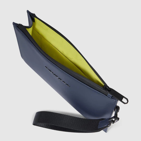 Piquadro pochette da uomo elegante in pelle con cinturino da polso