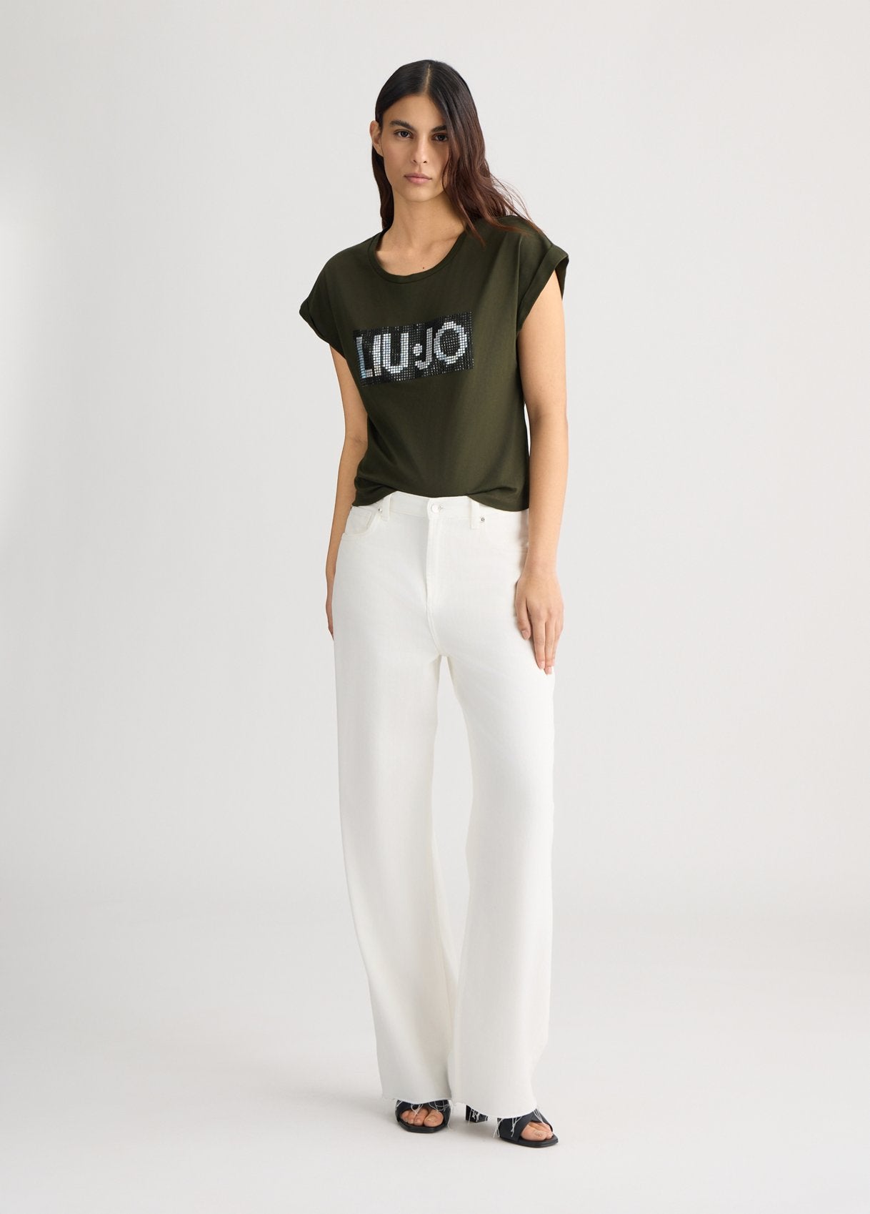 Liu Jo T-shirt in Cotone con Logo e Strass