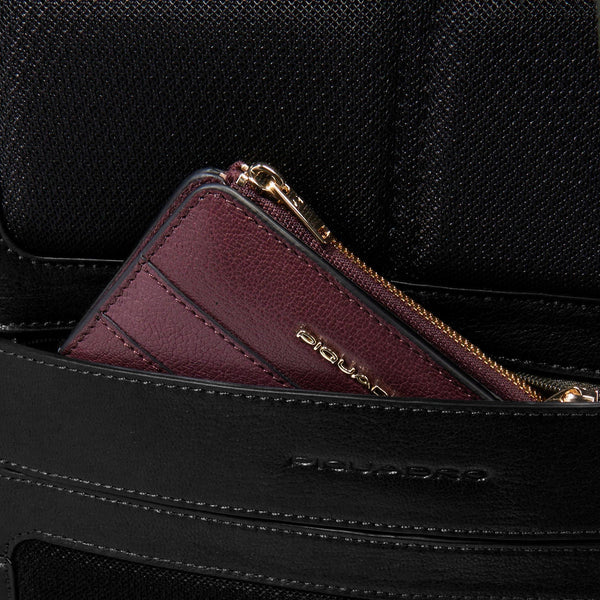 Zaino Piquadro in pelle con doppia tasca frontale e manico superiore