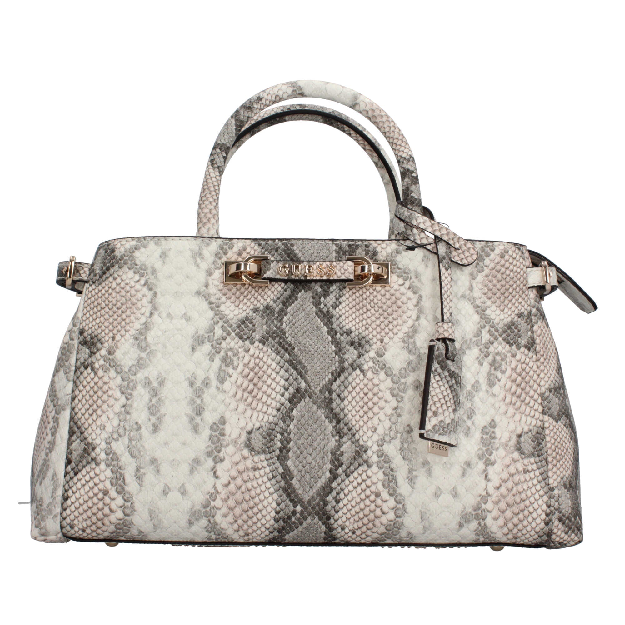 Borsa a mano Guess effetto pitonato con dettagli eleganti Grigio TU | Giò Fashion