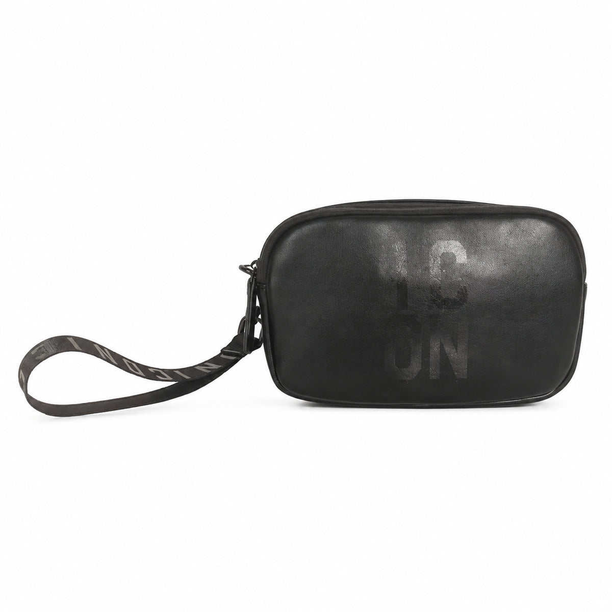 Beauty case da uomo capiente con chiusura zip e cinturino da polso