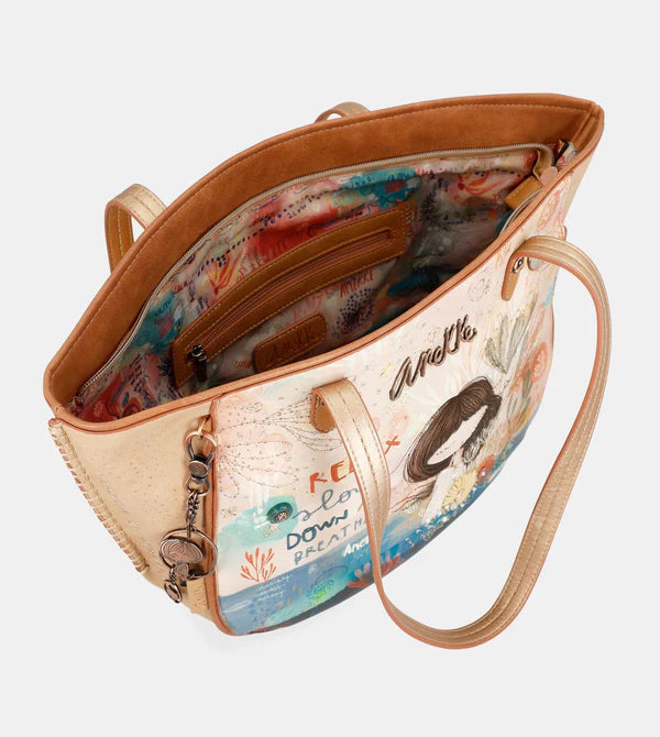 Borsa shopper Anekke Relax con stampa illustrata e doppi manici Beige TU | Giò Fashion