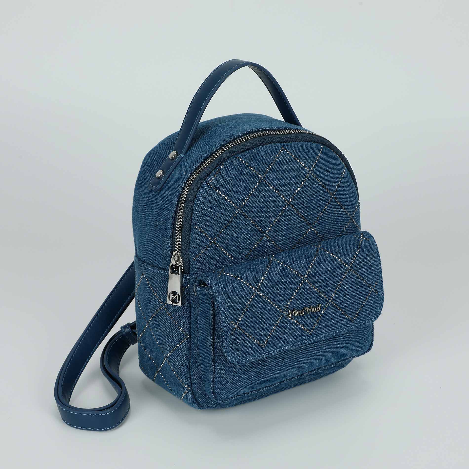 Mimi Mua zaino in jeans con strass