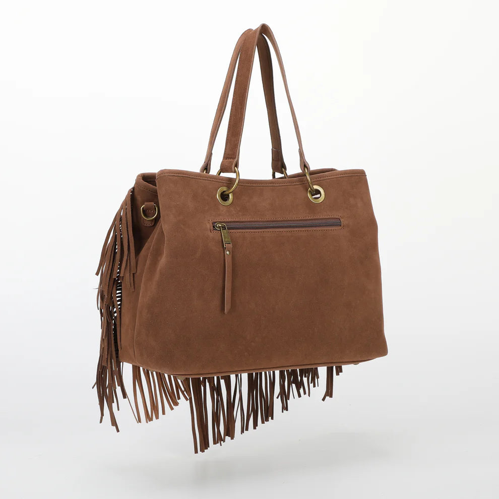 Borsa Mimi Mua con frange in suede