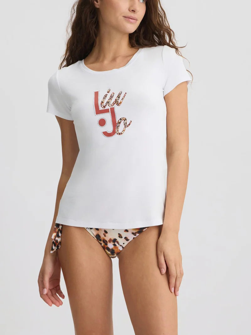 T-shirt da donna Liu Jo con logo stampato e dettagli animalier