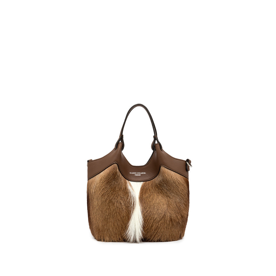 Gianni Chiarini Borsa Hobo in Pelle con Inserti Pelliccia