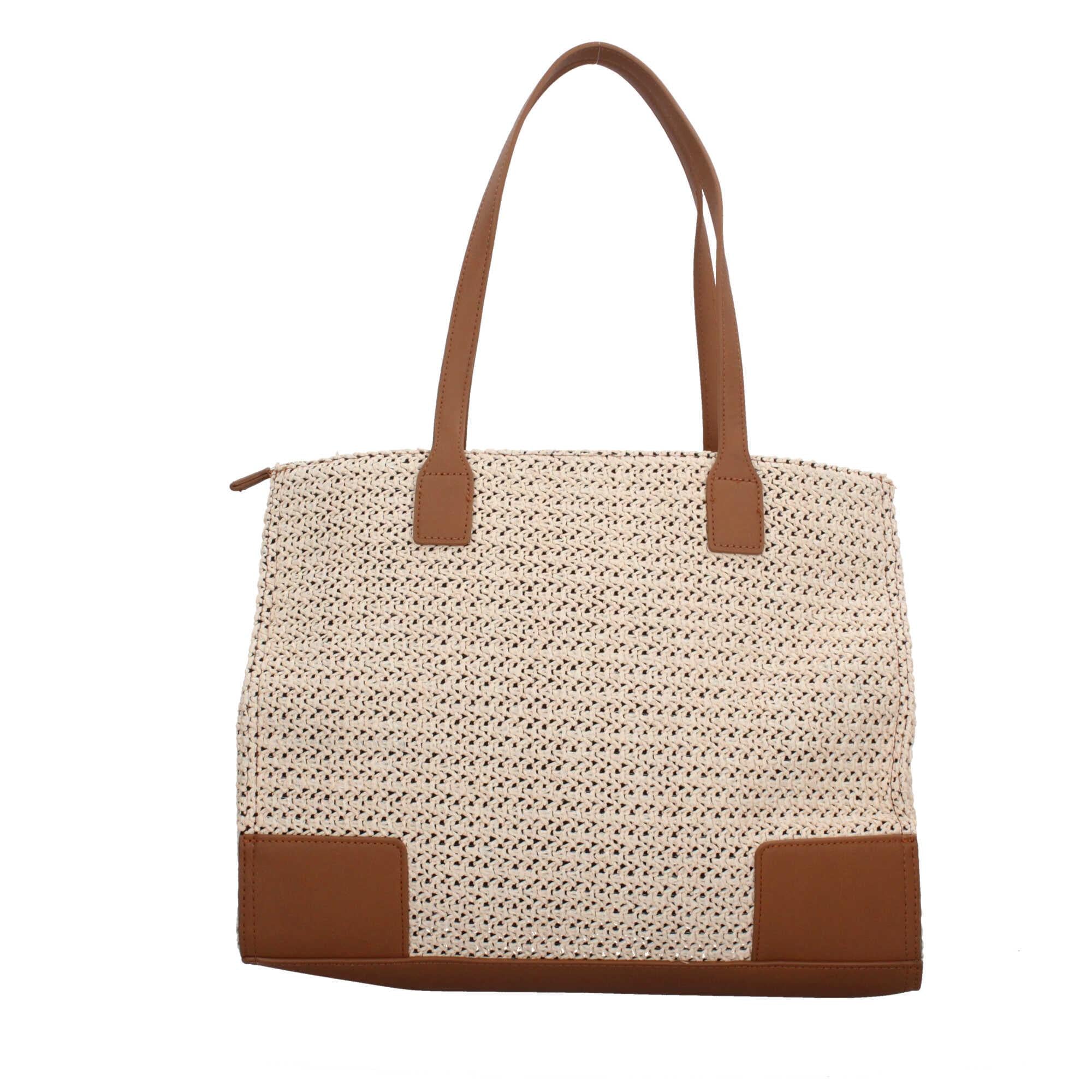 Borsa a mano Y Not in tessuto intrecciato con dettagli in ecopelle