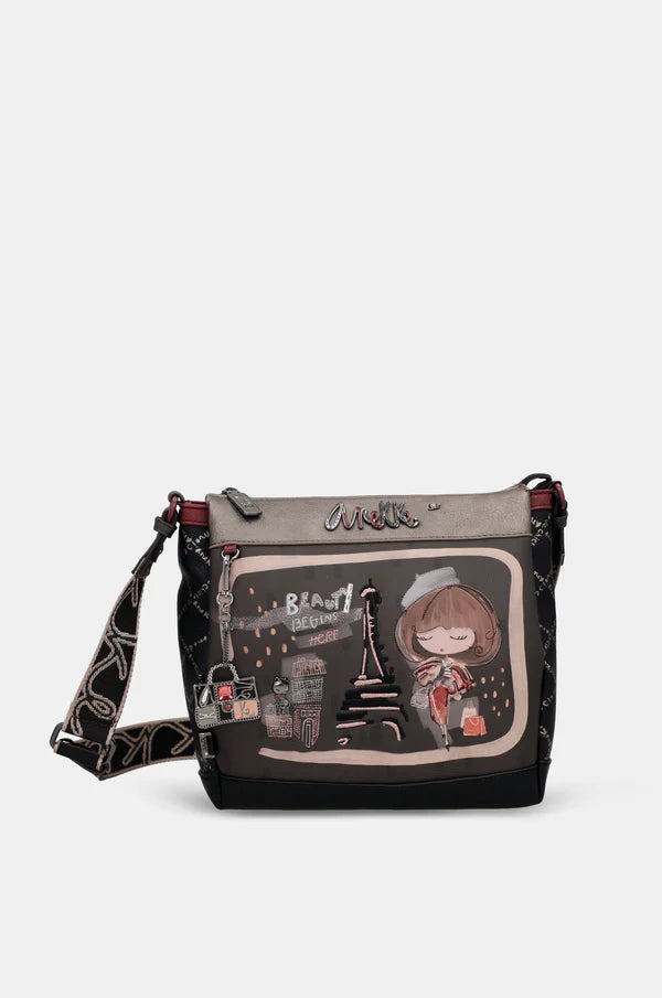 Borsa a tracolla Anekke con grafica Paris Grigio TU | Giò Fashion