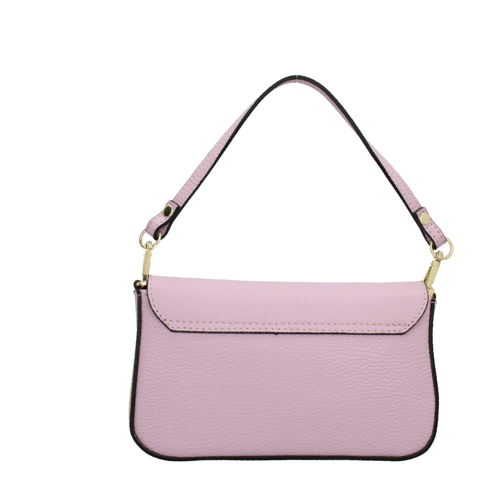 Borsa a spalla con chiusura con bottoncino in vera pelle