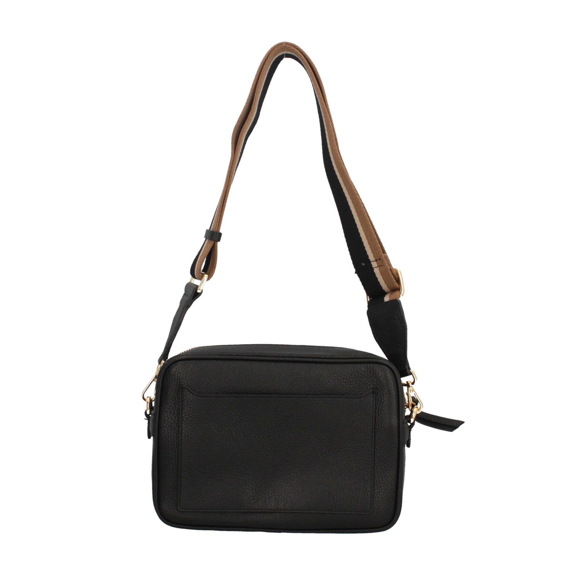 Gianni Chiarini Sporty Chic - Borsa a Tracolla in Pelle Grana con Tracolla a Contrasto