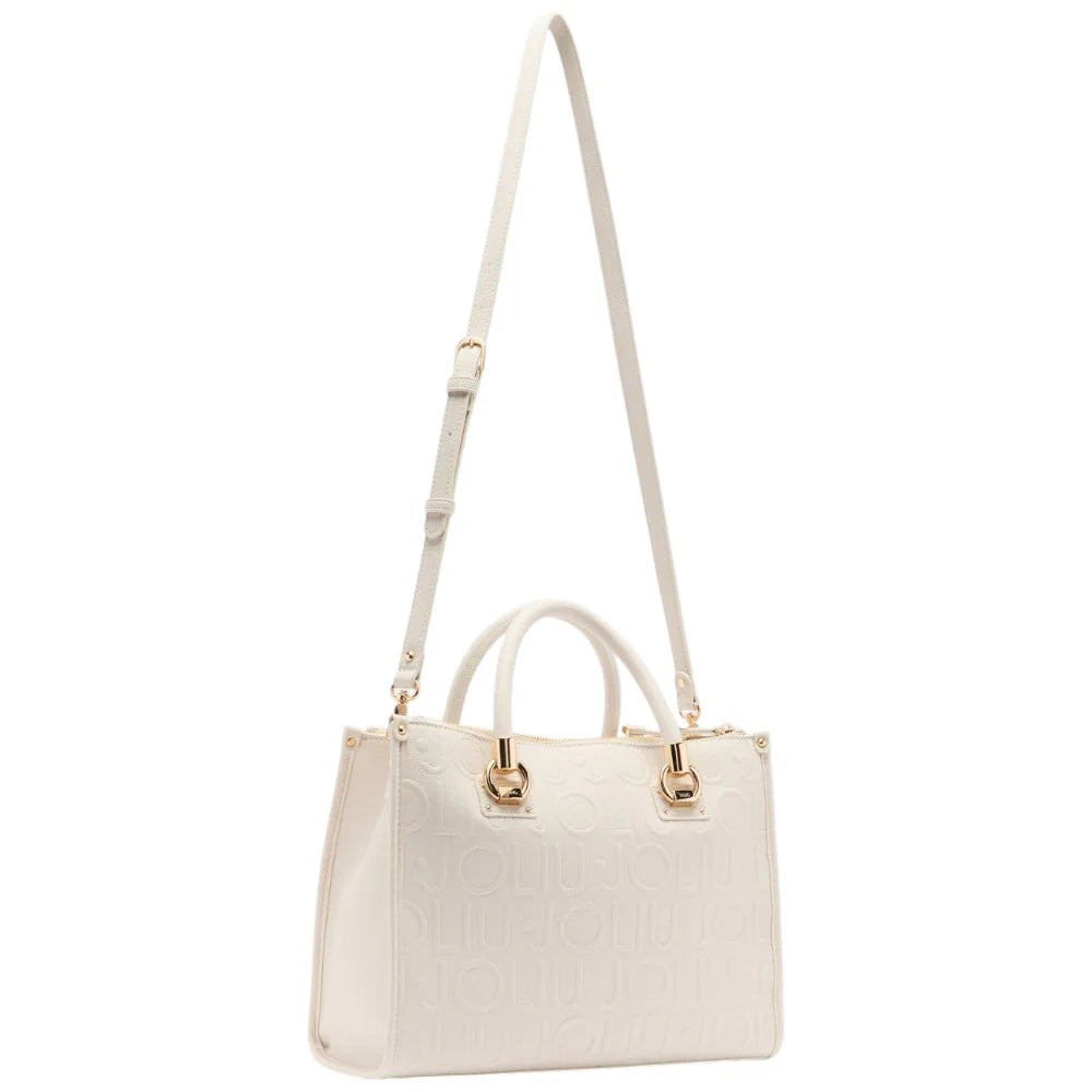 Borsa satchel media Liu Jo con logo in rilievo Beige TU | Giò Fashion