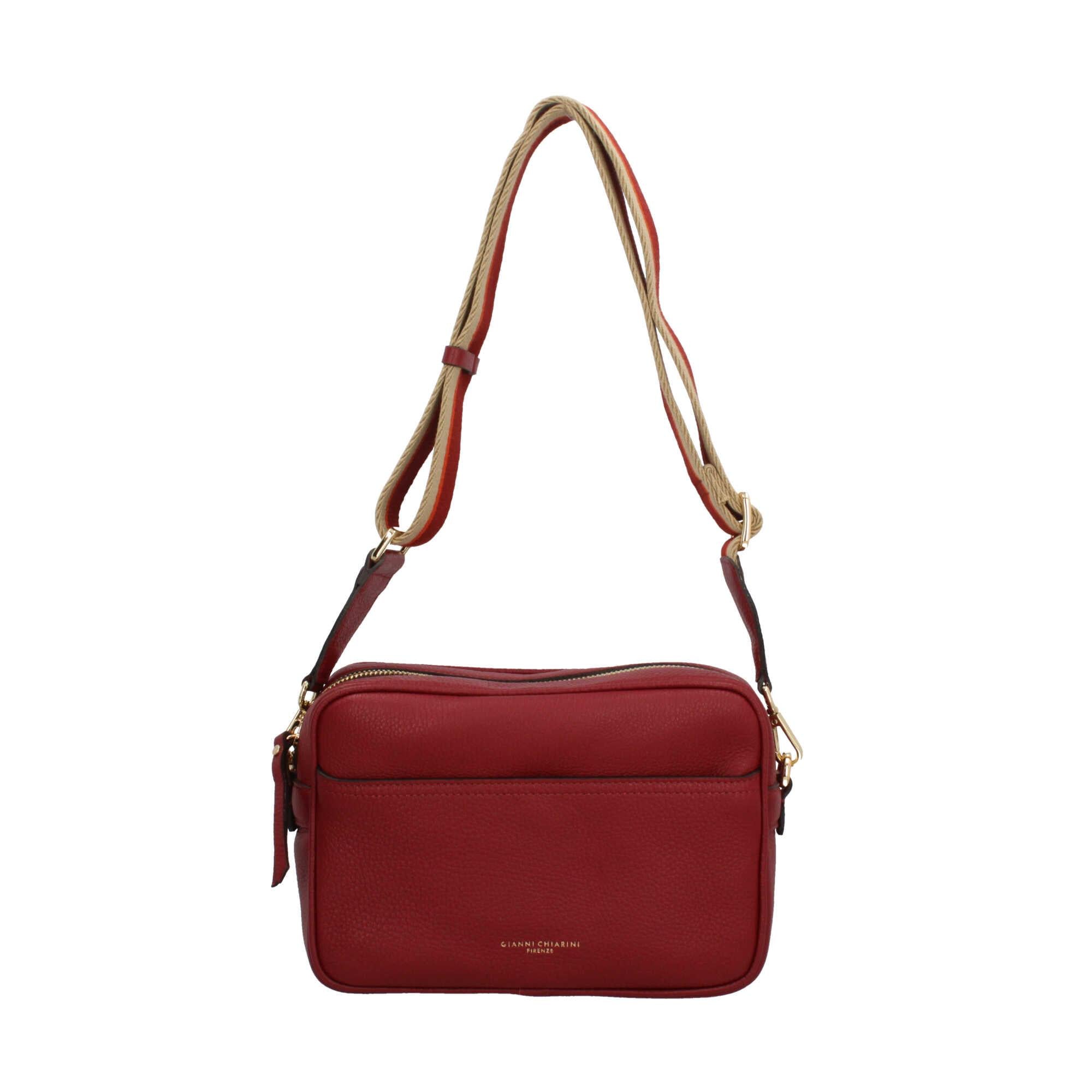 Gianni Chiarini Sporty Chic - Borsa a Tracolla in Pelle Grana con Tracolla a Contrasto