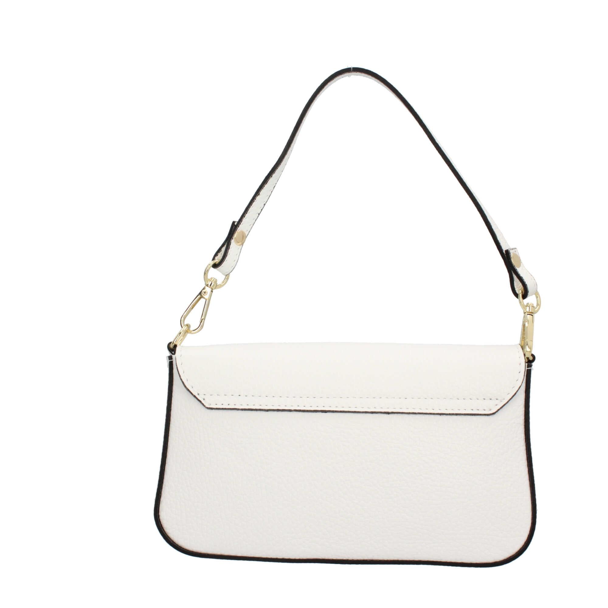 Borsa a spalla con chiusura con bottoncino in vera pelle
