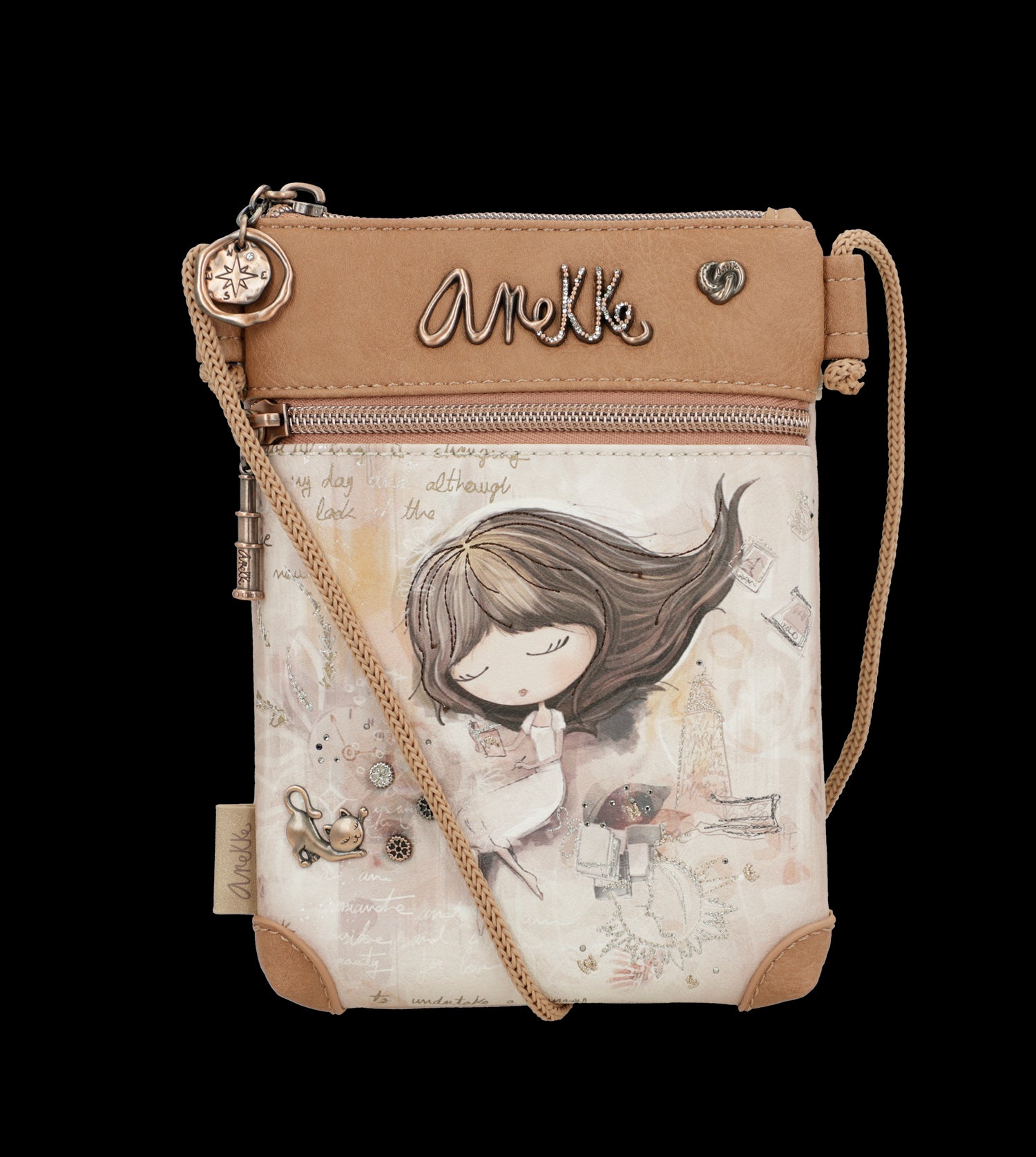 Borsa a tracolla piccola Anekke con design artistico e dettagli raffinati