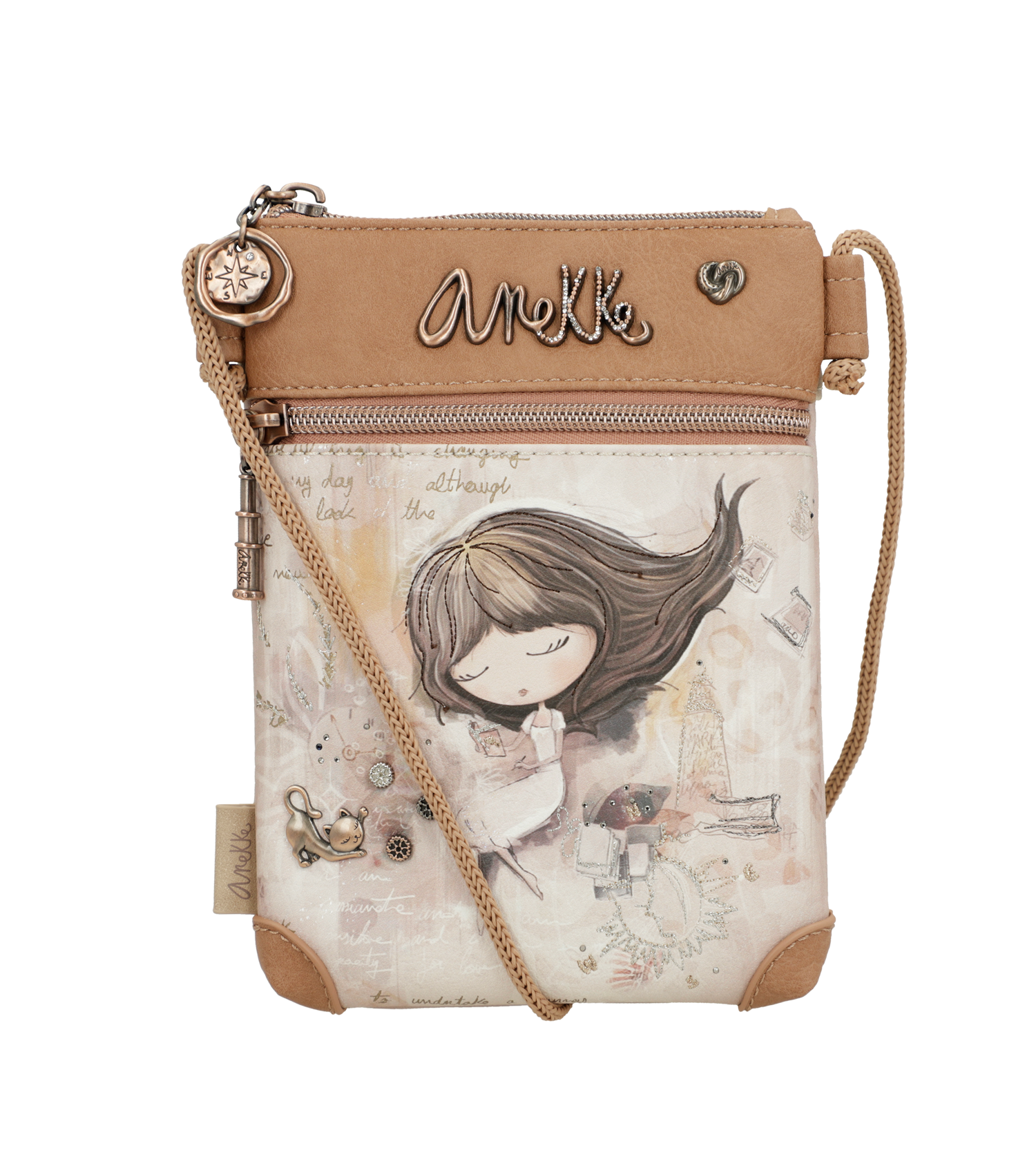 Borsa a tracolla piccola Anekke con design artistico e dettagli raffinati Marrone TU | Giò Fashion