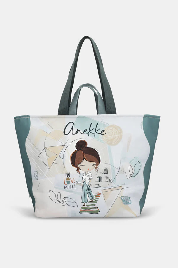 Borsa mare Anekke capiente con doppi manici e chiusura con zip AZZURRO TU | Giò Fashion